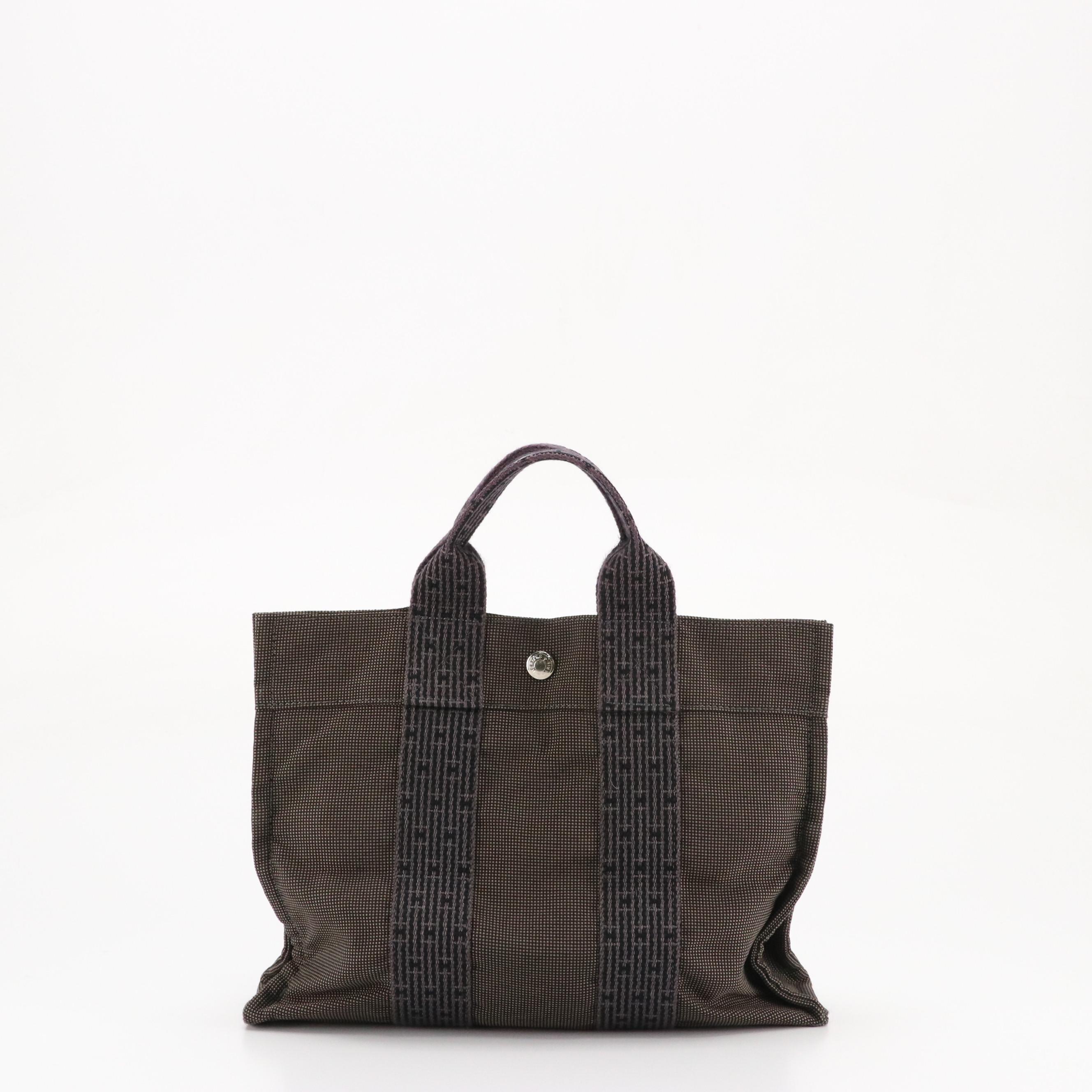 Hermès Herline Fourre-Tout PM Zip Tote in Grey Nylon Canvas