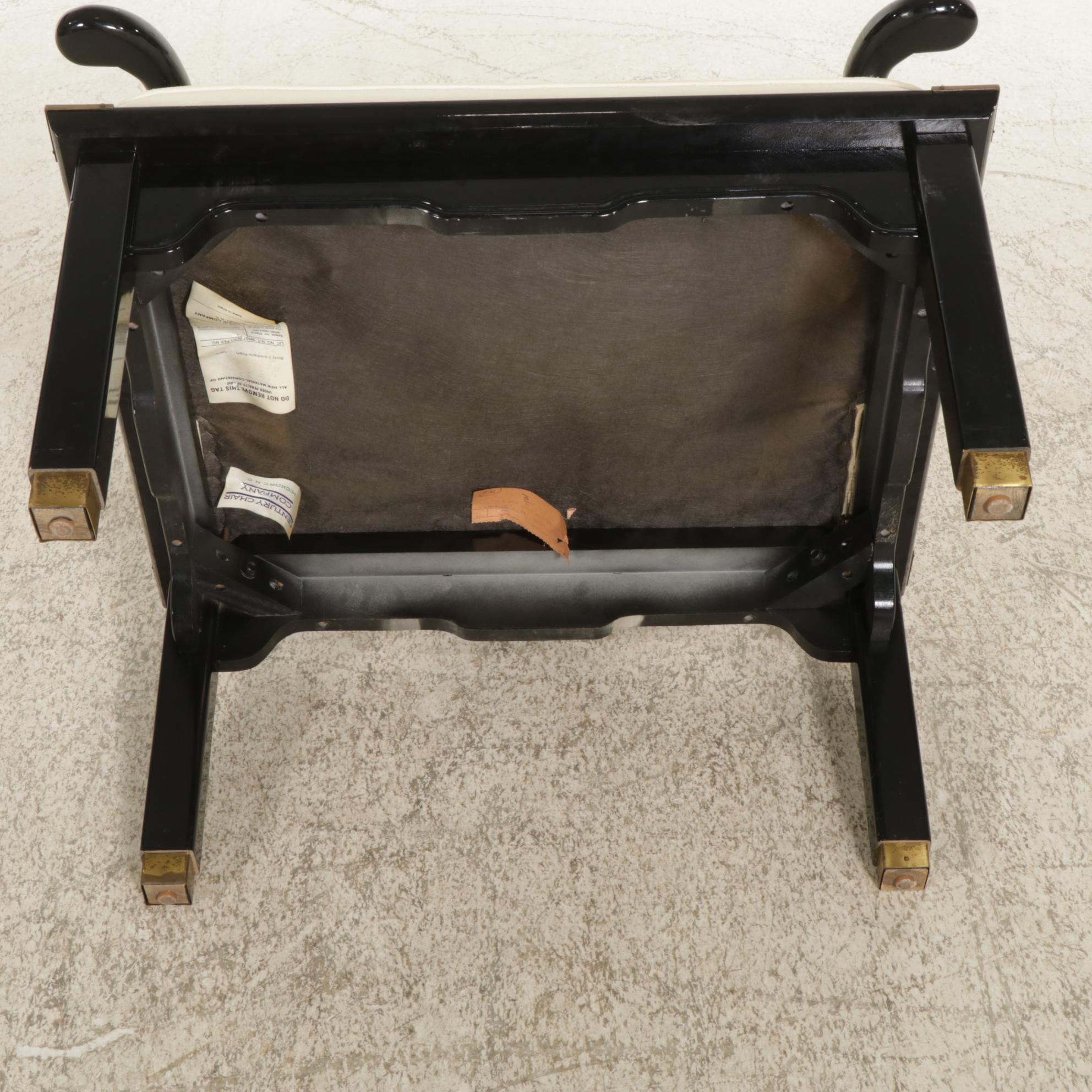 Century Chair Co. Black Lacquered Chinese Style Armchair, Late 20th Century