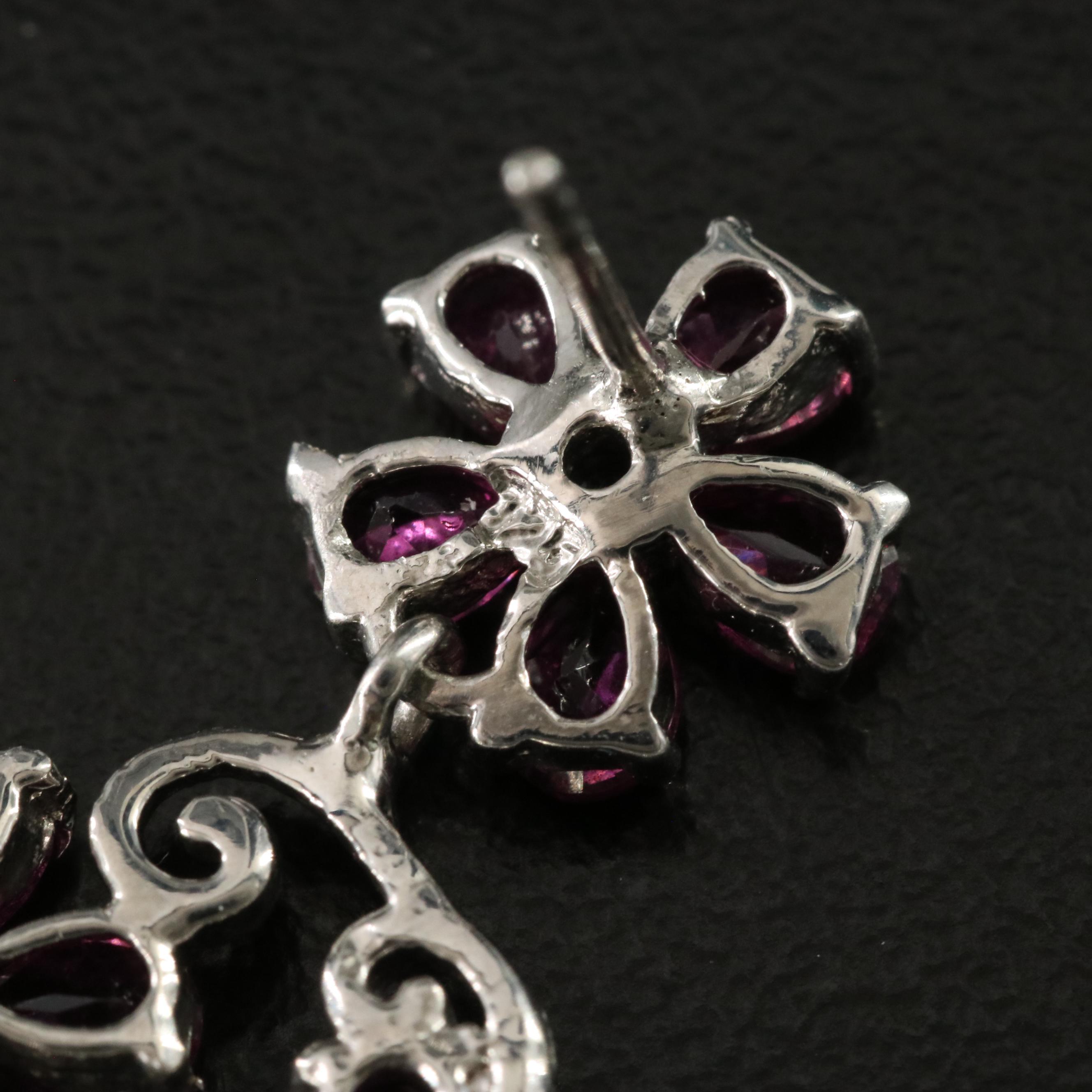 Sterling Garnet and Tanzanite Earrings