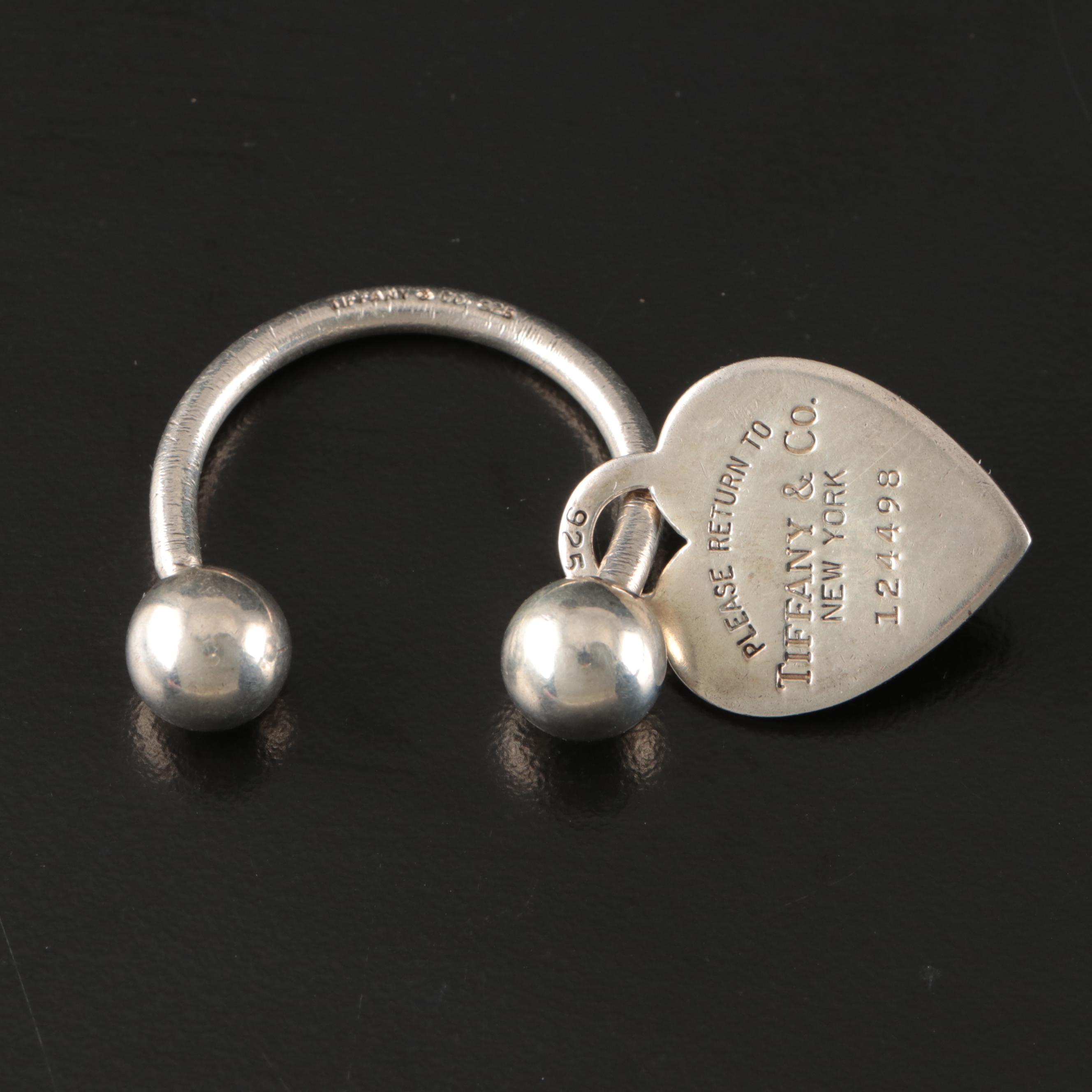 Tiffany & Co. Sterling Silver Key Ring with Heart Tag