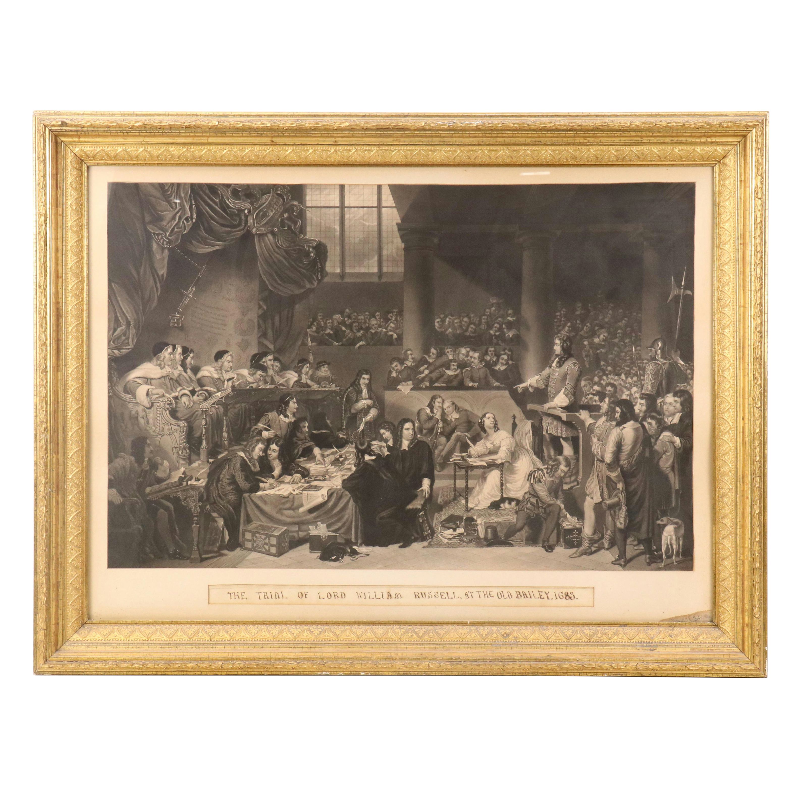 Intaglio After George Hayter "The Trial of Lord William Russell," 19th Century
