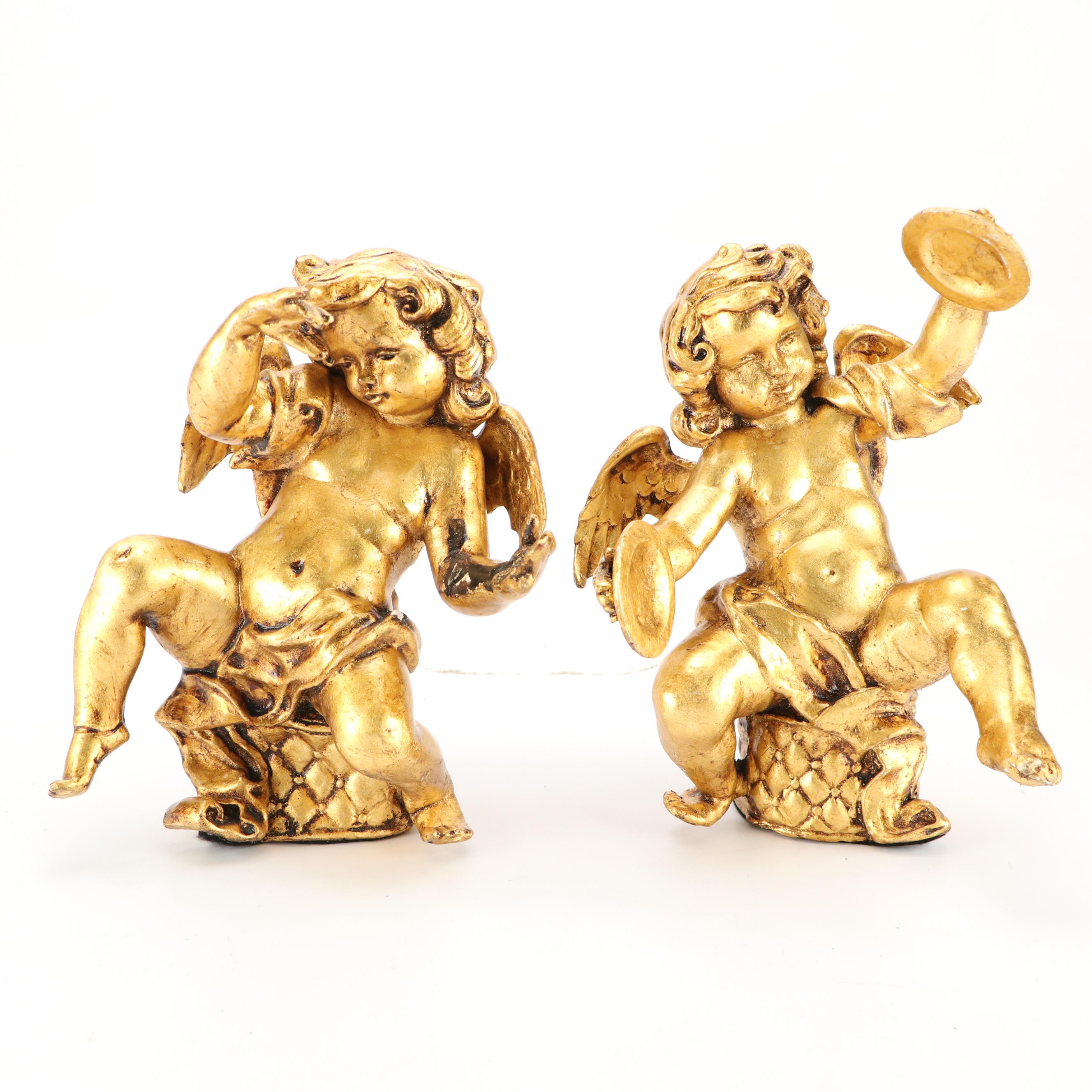 Gilt Angel Wall Hanging and Cherubic Figure Collection