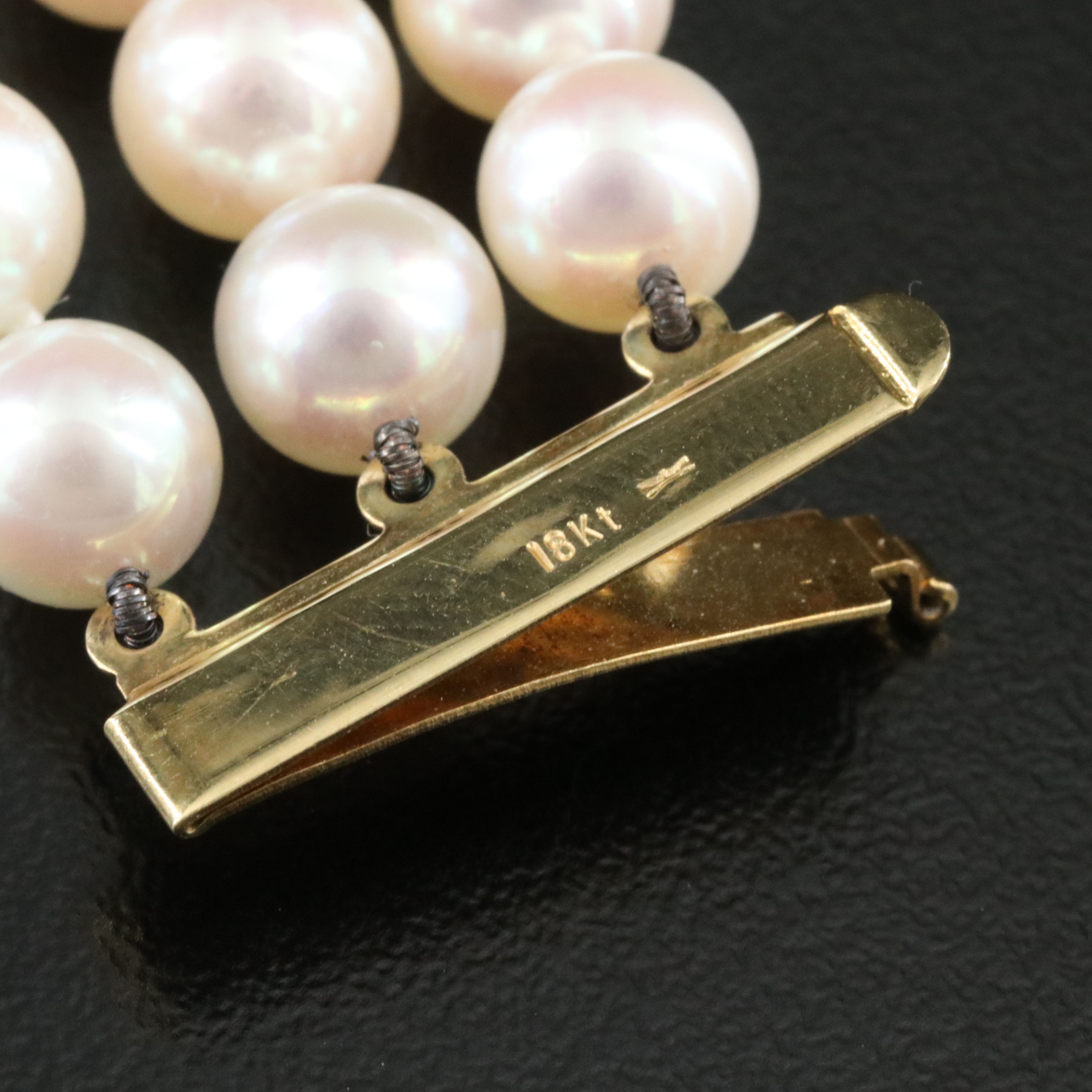 Cartier 18K Three Strand Pearl and CTW Diamond Bracelet, Vintage