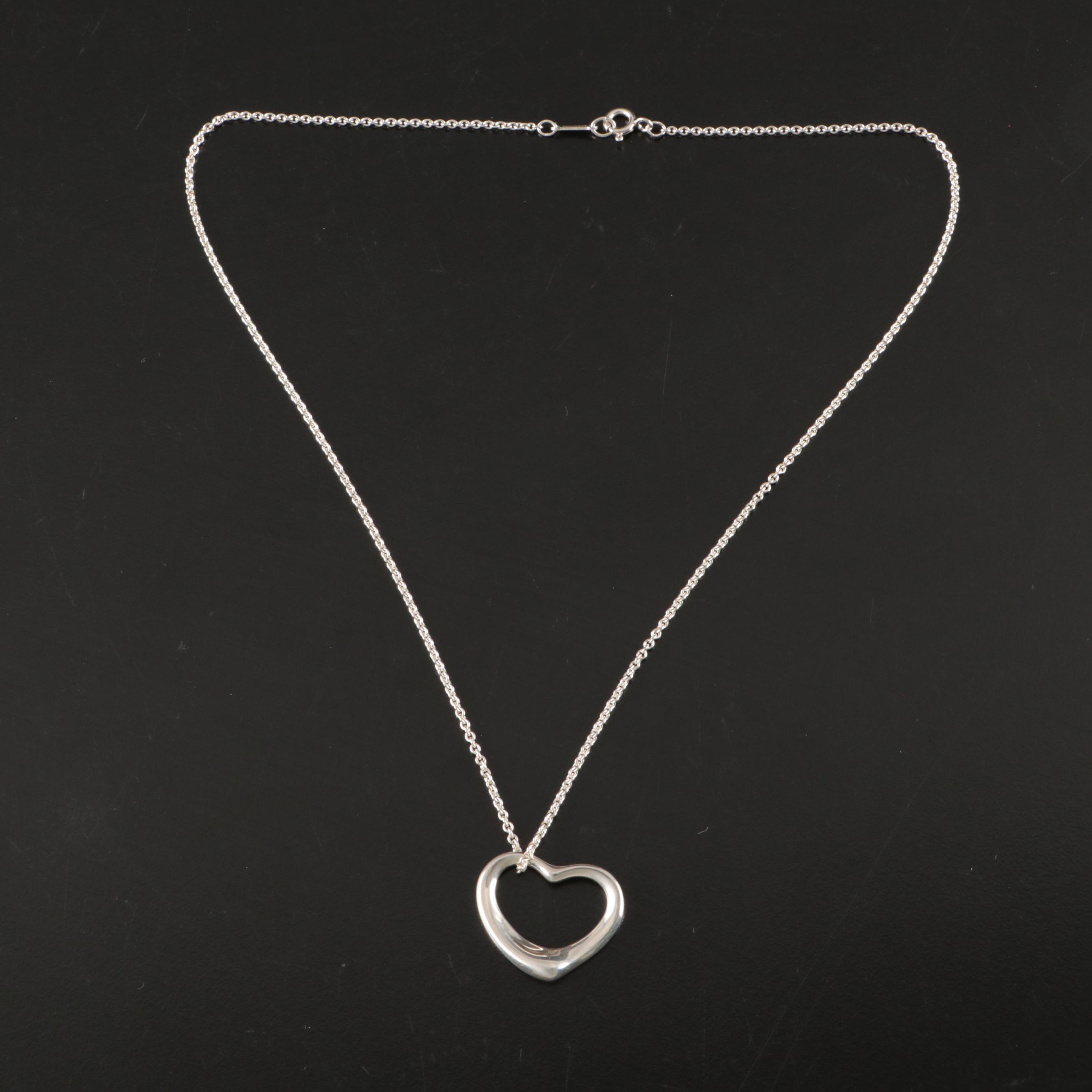 Elsa Peretti for Tiffany & Co. Open Heart Sterling Silver Pendant Necklace