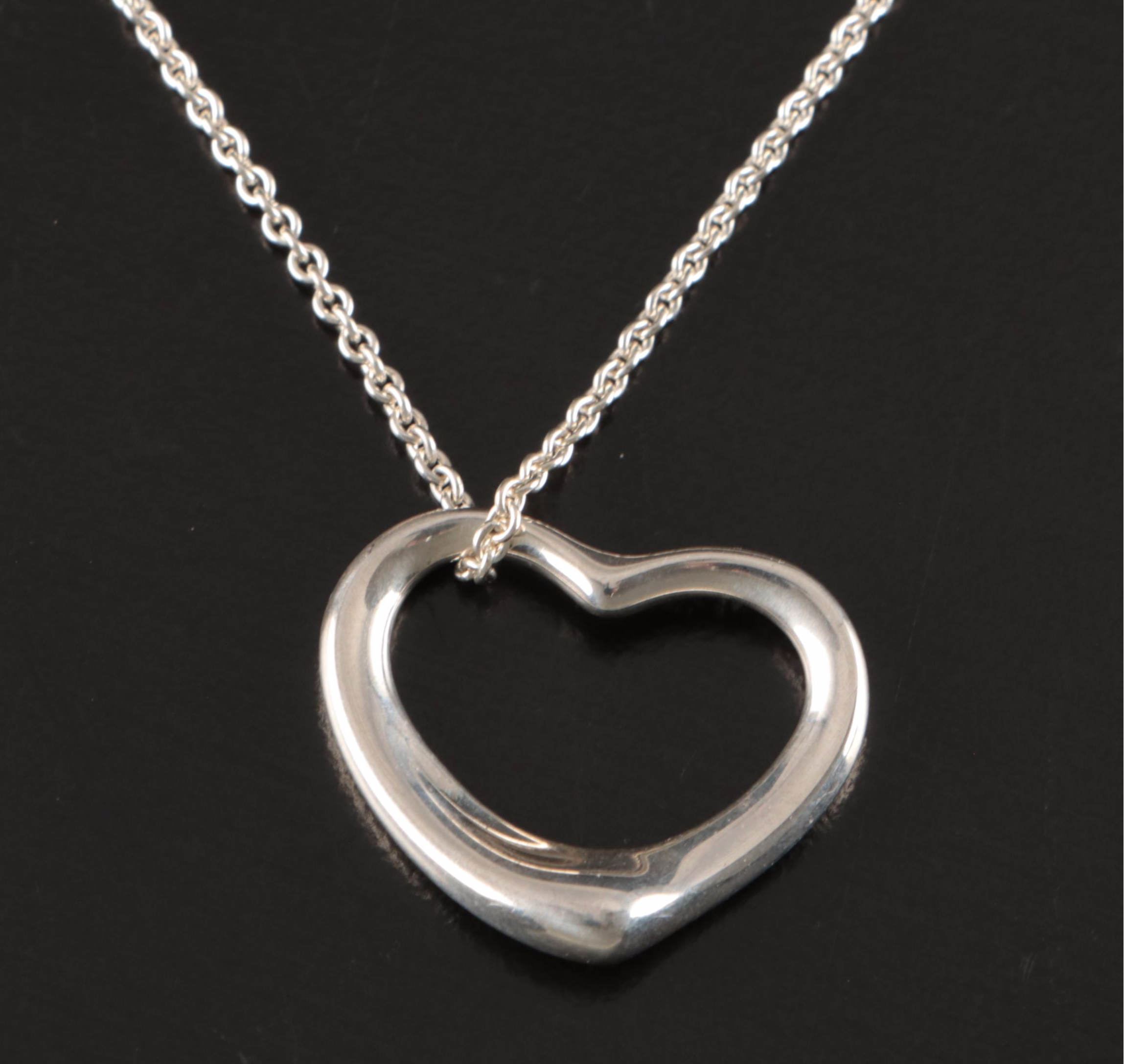 Elsa Peretti for Tiffany & Co. Open Heart Sterling Silver Pendant Necklace