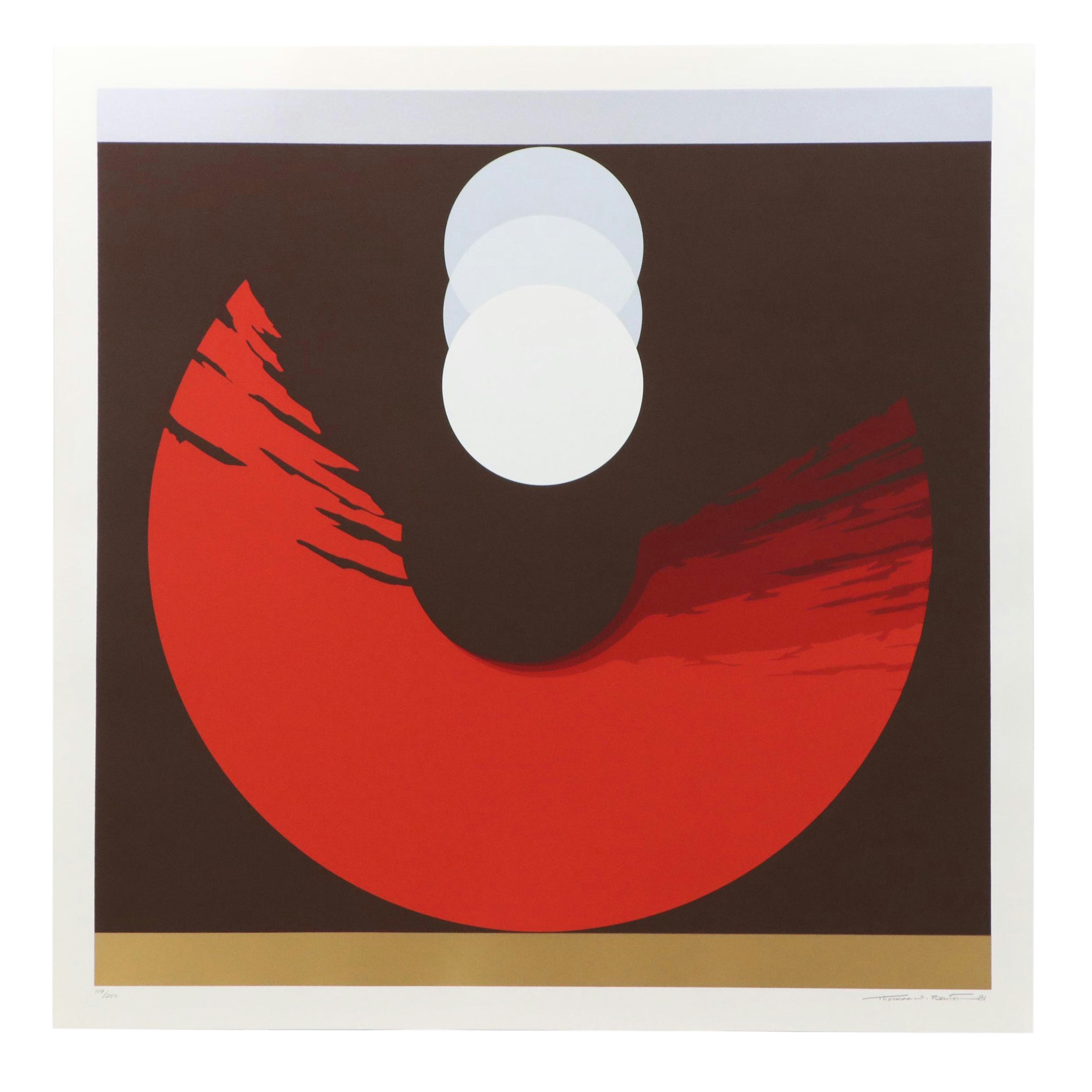 Thomas Whelan Benton Abstract Serigraph "Evolution Series – Red," 1981