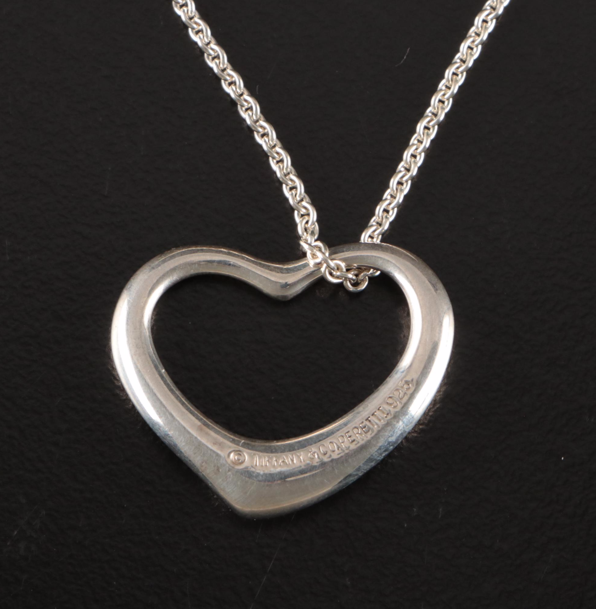 Elsa Peretti for Tiffany & Co. Open Heart Sterling Silver Pendant Necklace