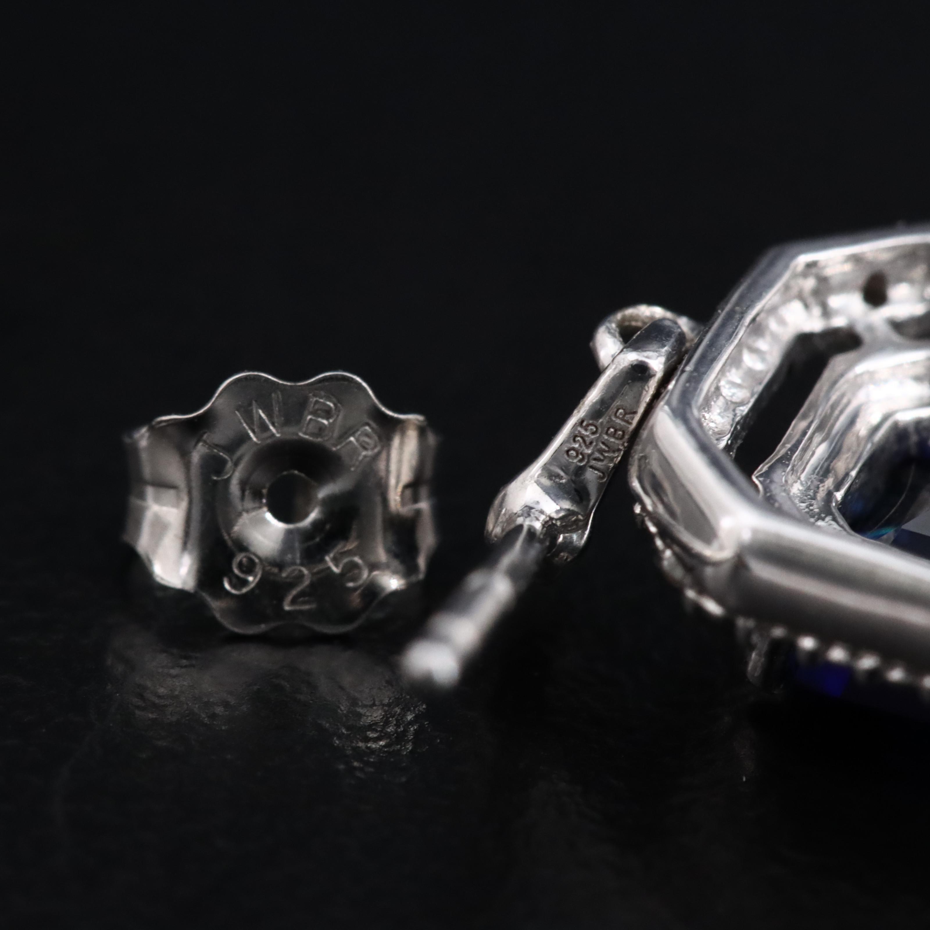 Sterling Sapphire and White Sapphire Earrings