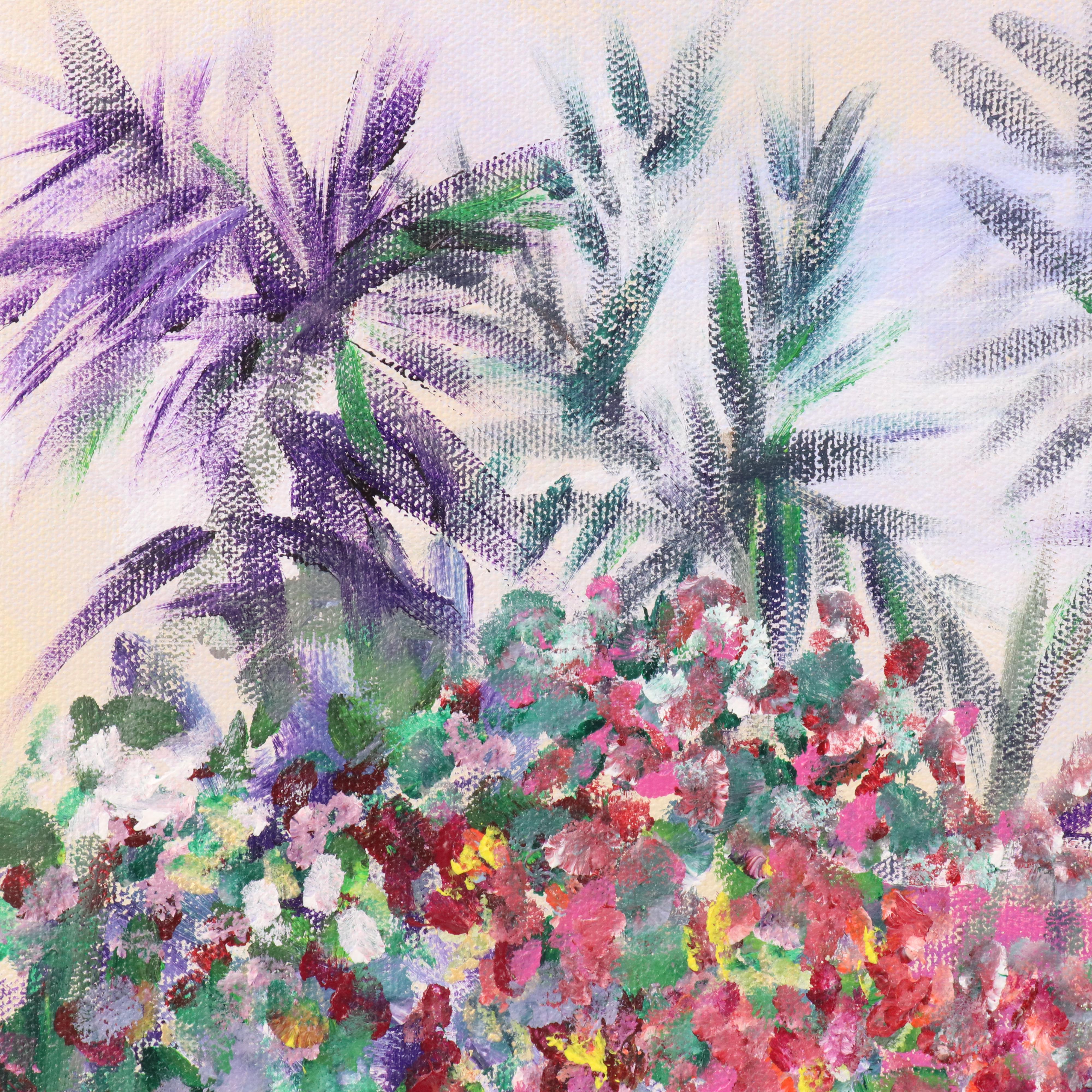Tropical Beach House Acrylic Painting, 21st Century