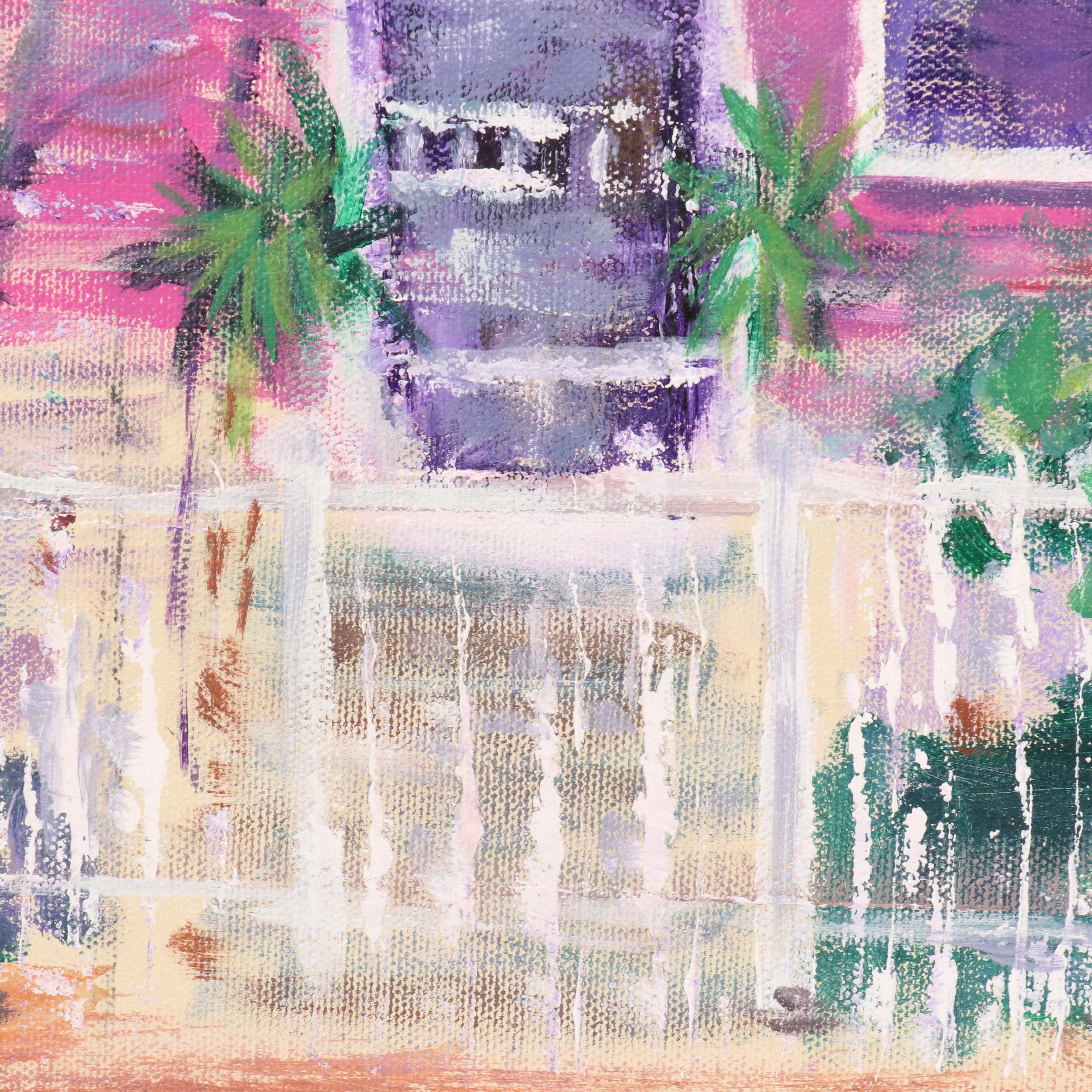 Tropical Beach House Acrylic Painting, 21st Century