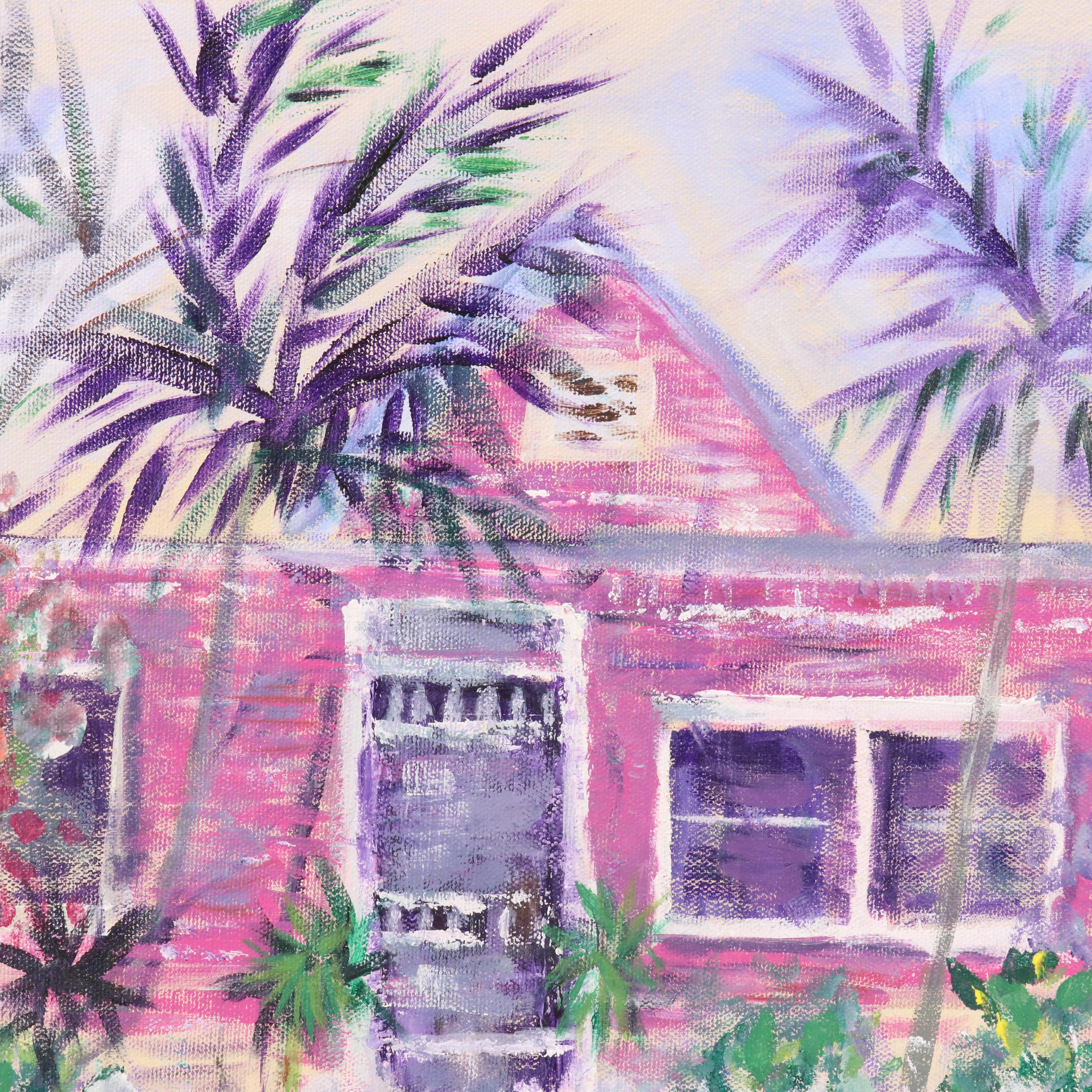 Tropical Beach House Acrylic Painting, 21st Century