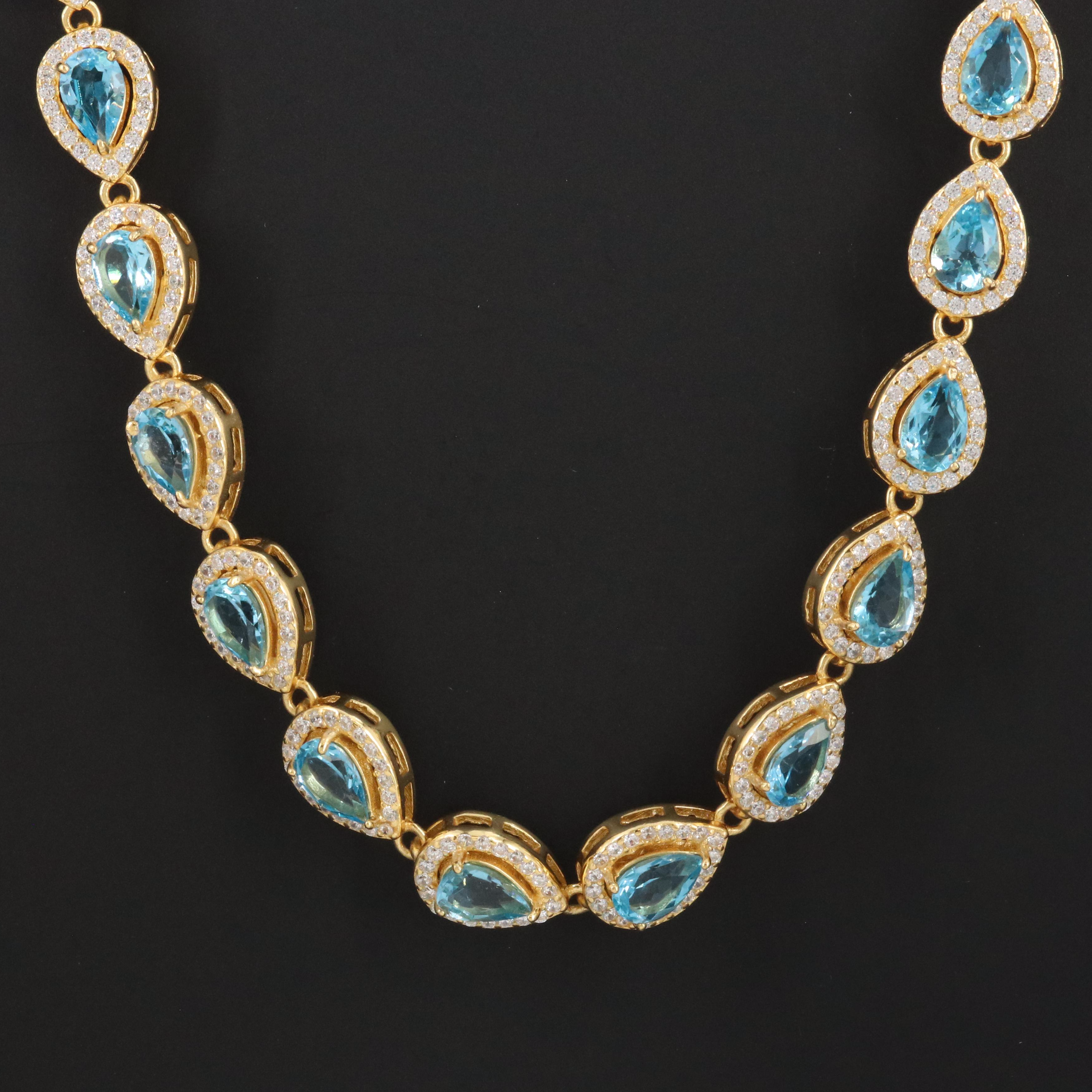 Sterling Topaz and CZ Necklace