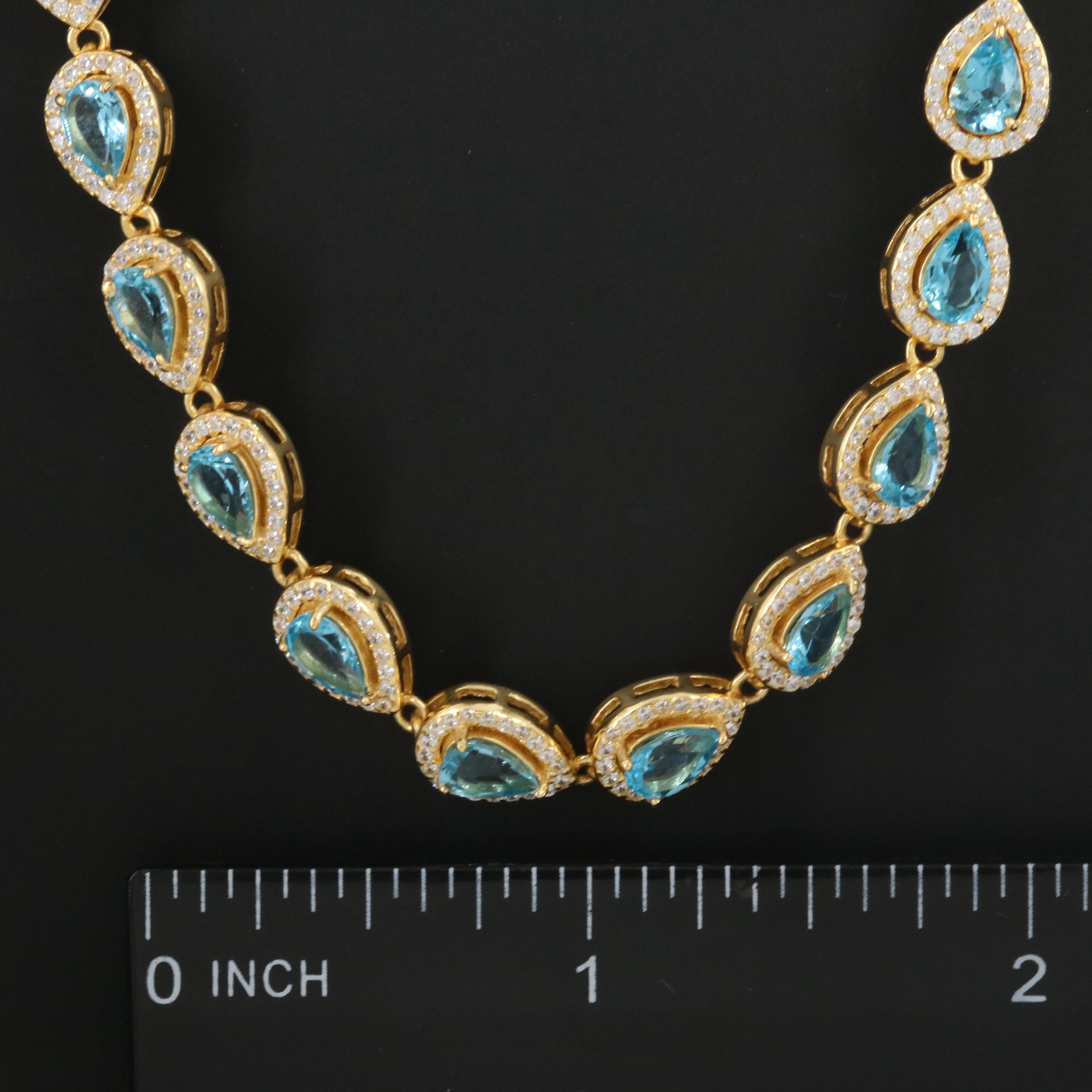 Sterling Topaz and CZ Necklace