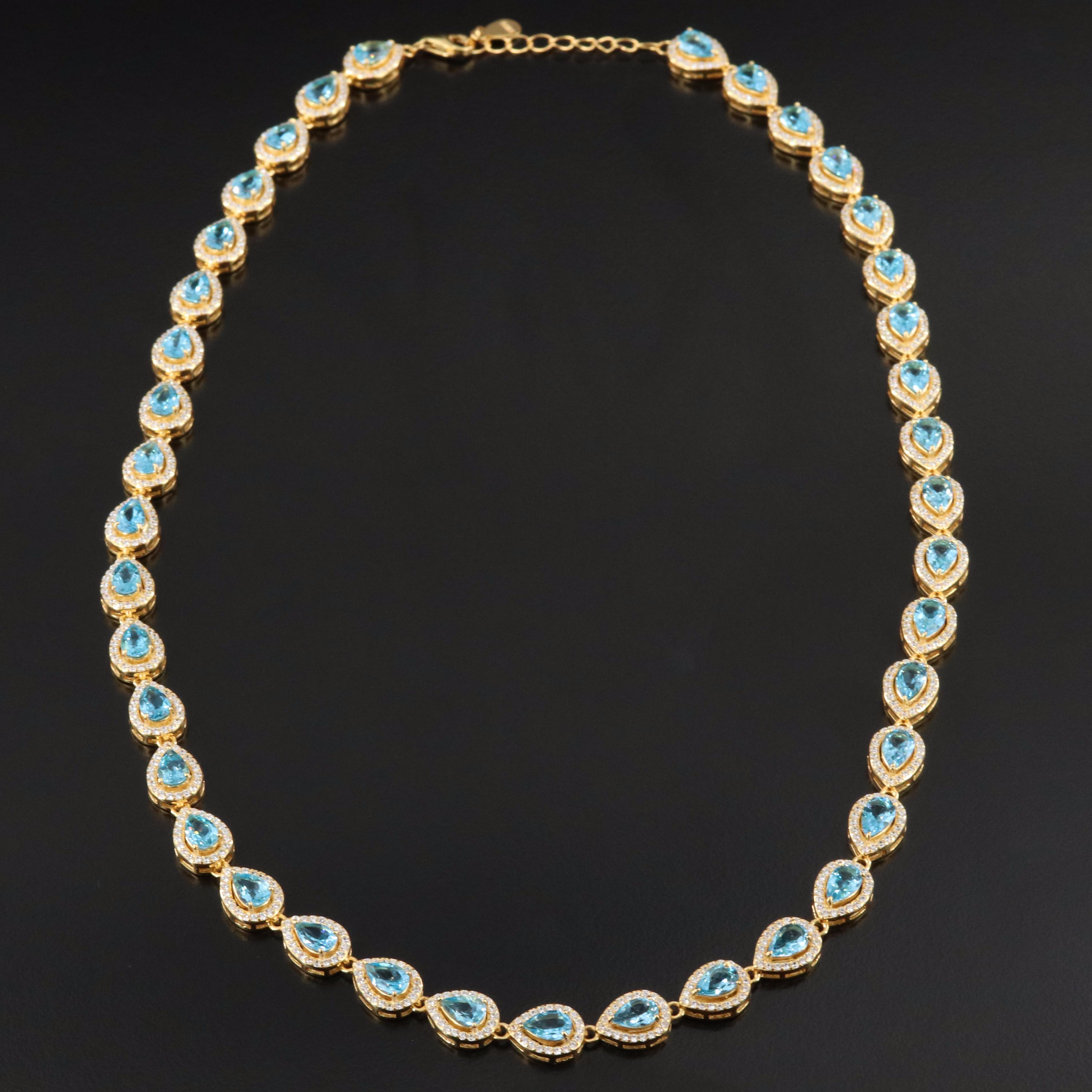 Sterling Topaz and CZ Necklace