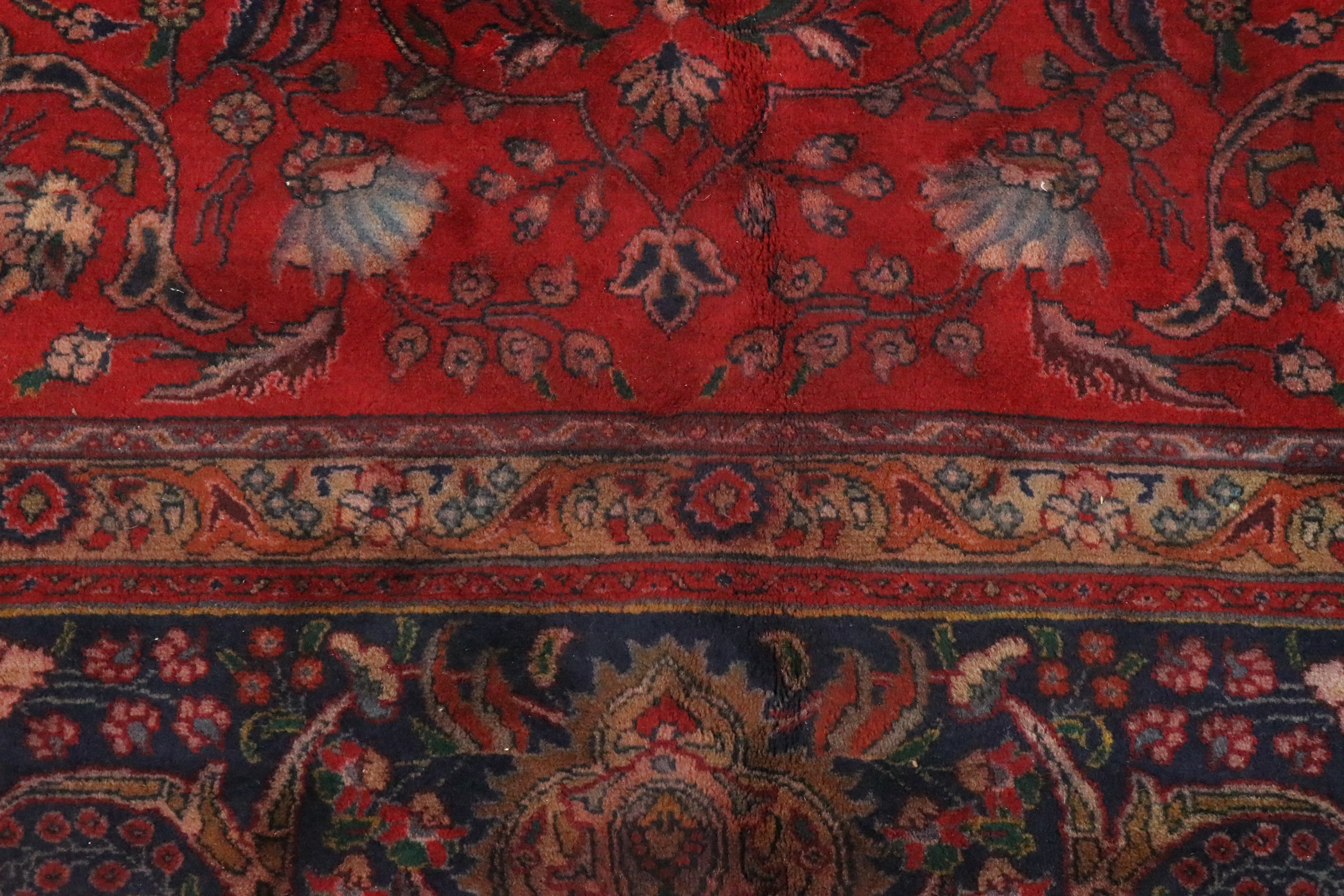 9'8 x 13' Hand-Knotted Persian Mashhad Room-Sized Rug