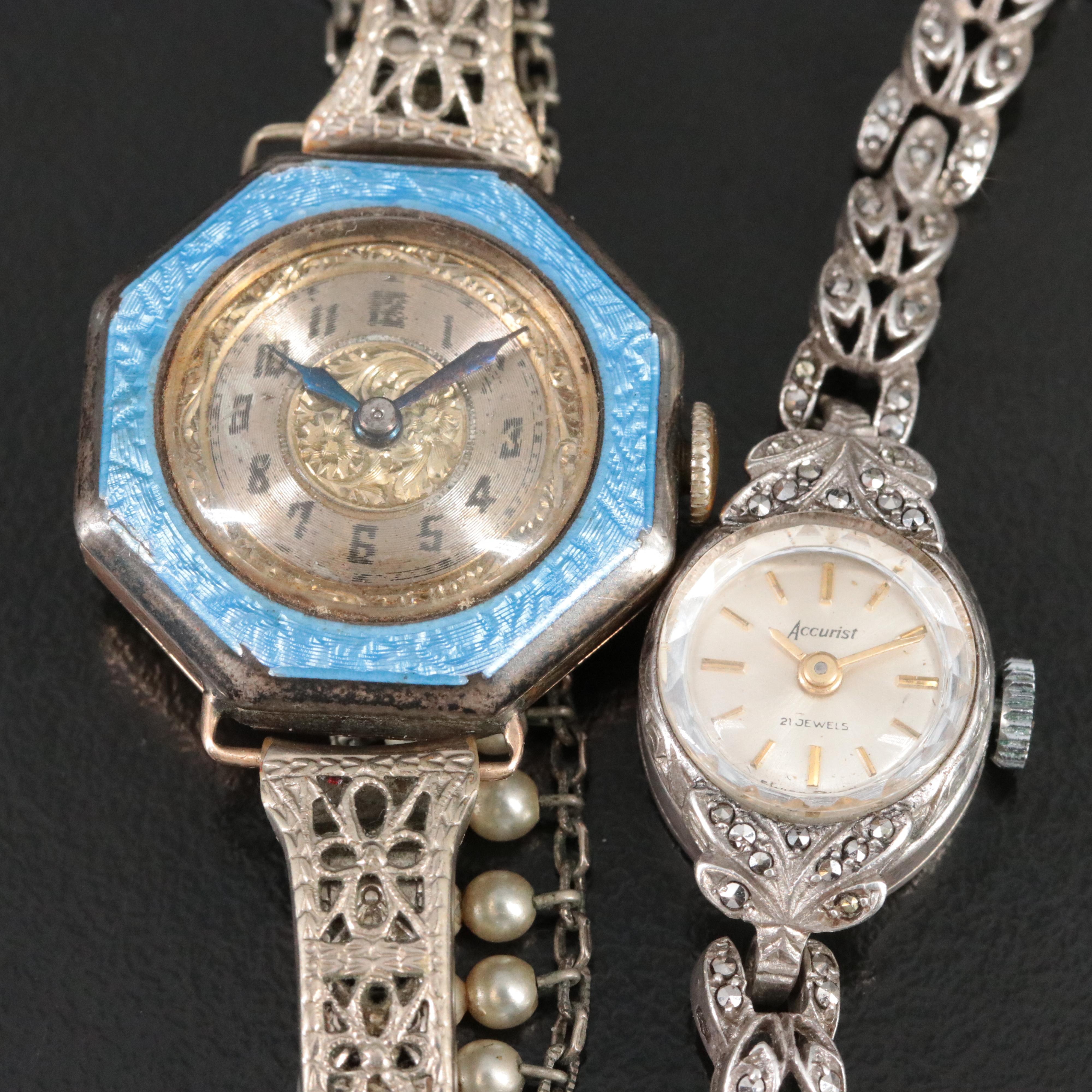 Vintage Sterling Silver and Gold Filled Stem Wind Watches