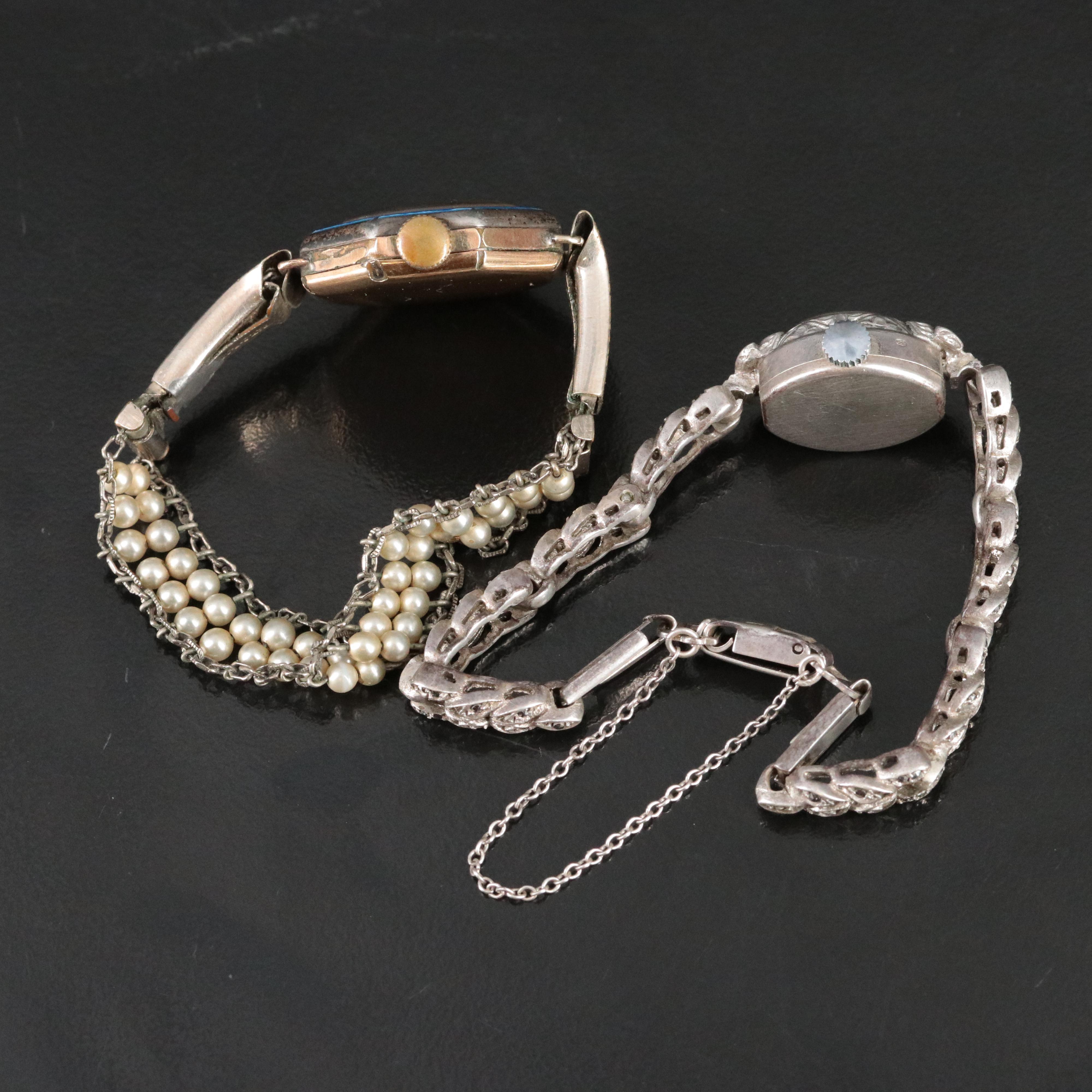 Vintage Sterling Silver and Gold Filled Stem Wind Watches