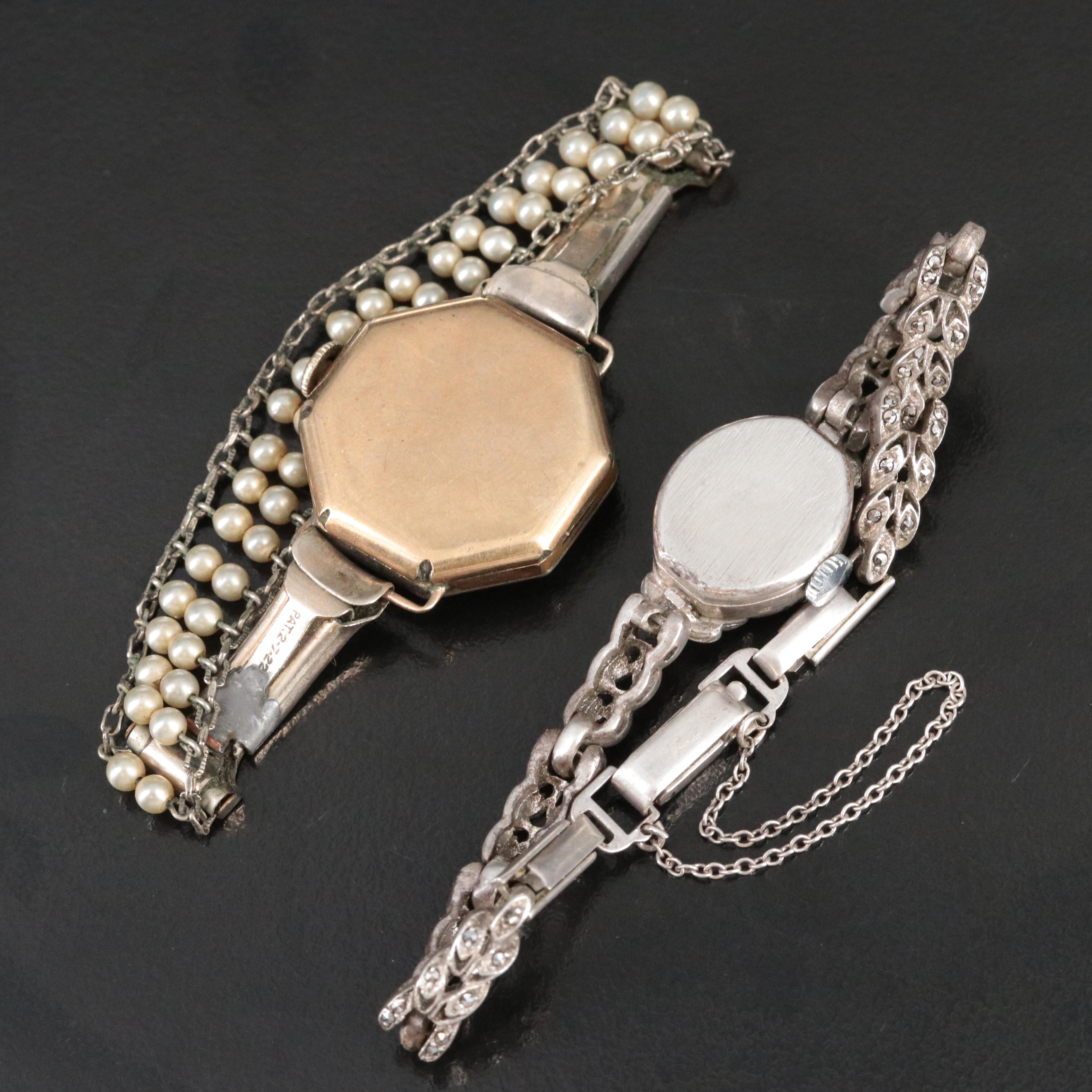 Vintage Sterling Silver and Gold Filled Stem Wind Watches