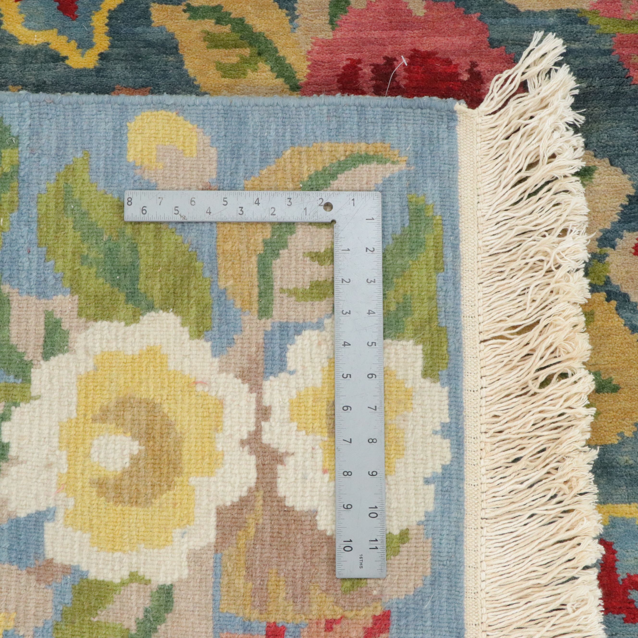 7'9 x 10' Hand-Knotted Indian Floral "Seville" Area Rug