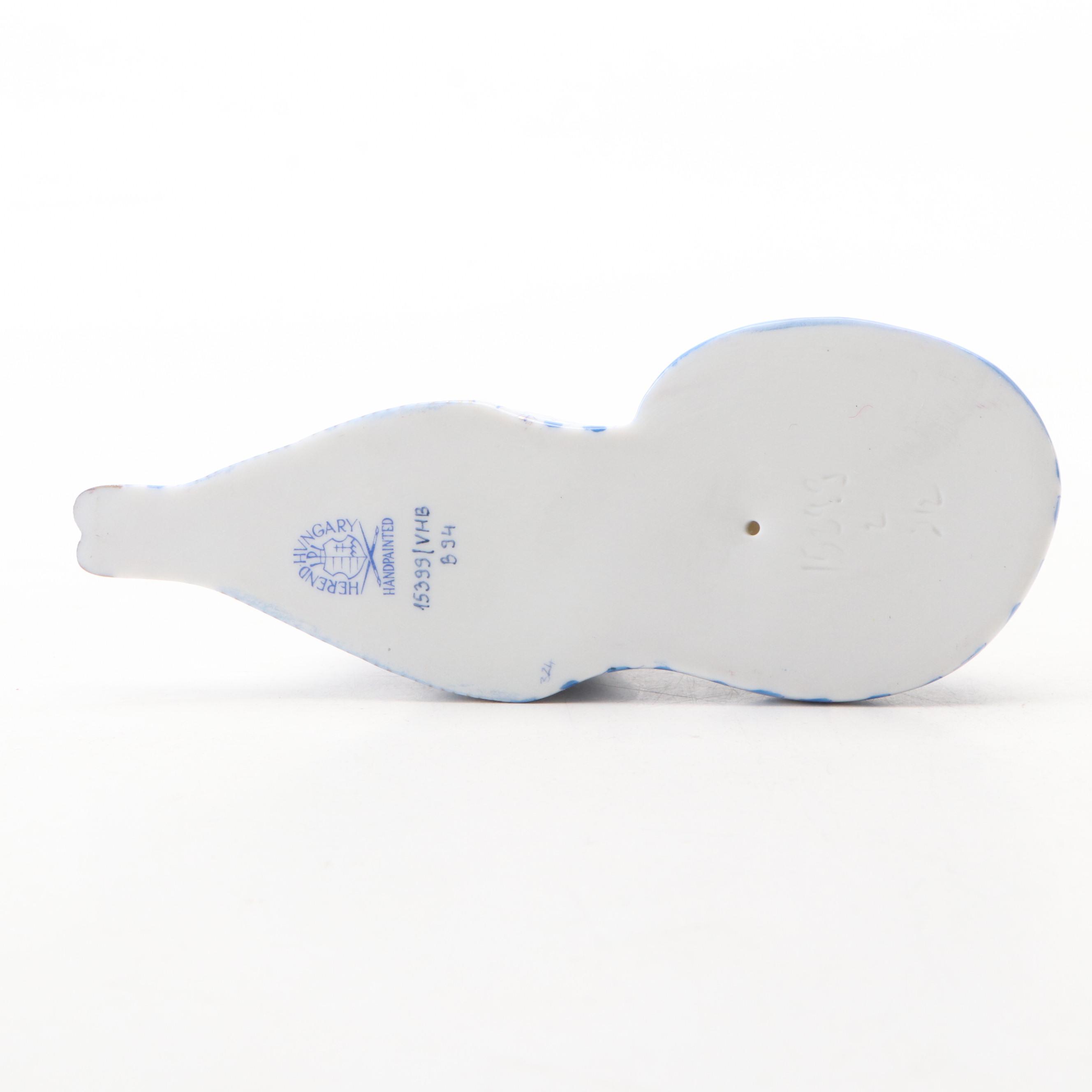 Herend Porcelain Blue Fishnet Gilt Accented Collie Figurine, 1994