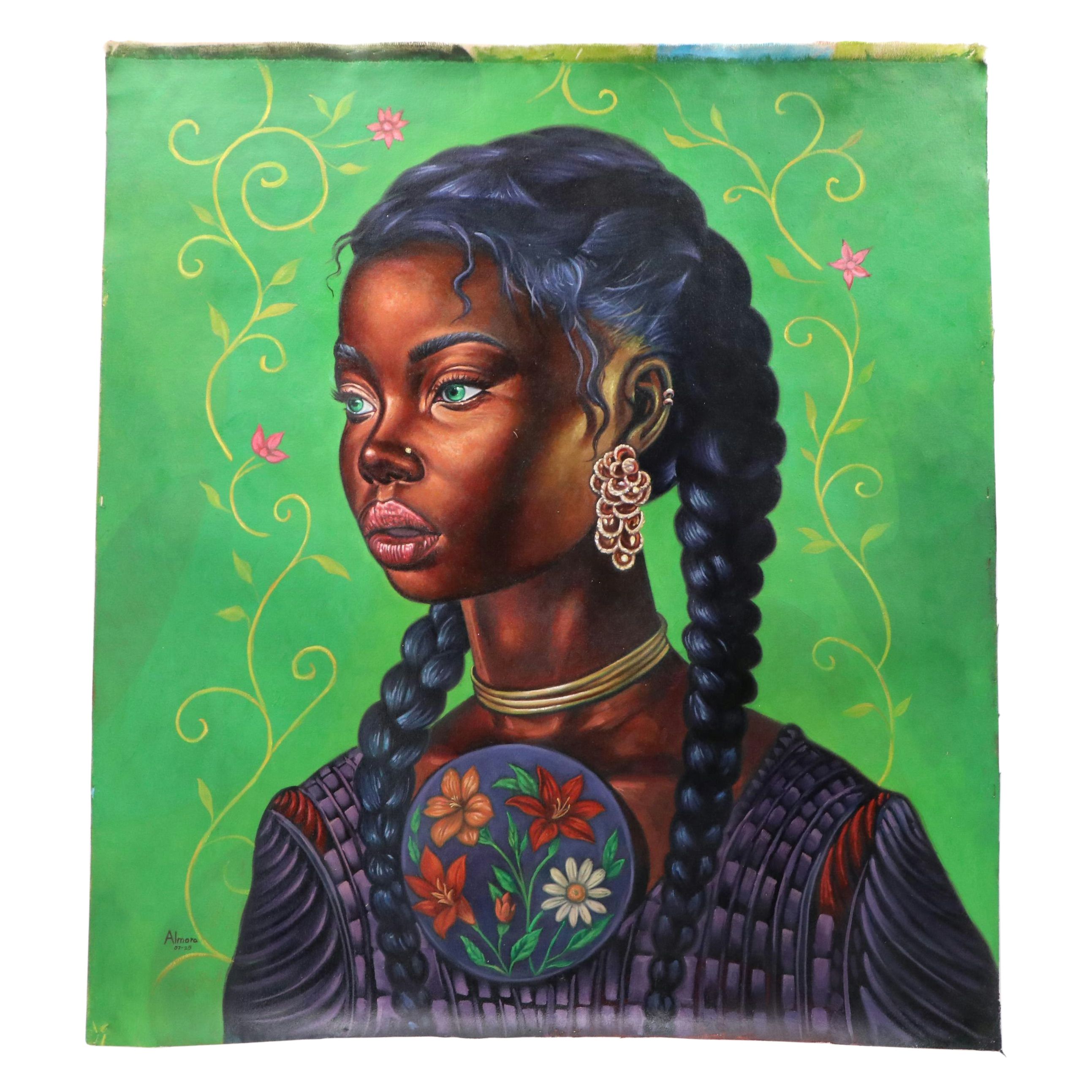 Osmel Almora Miró Oil Painting "Contemporary Afrocentric Figurative," 2025