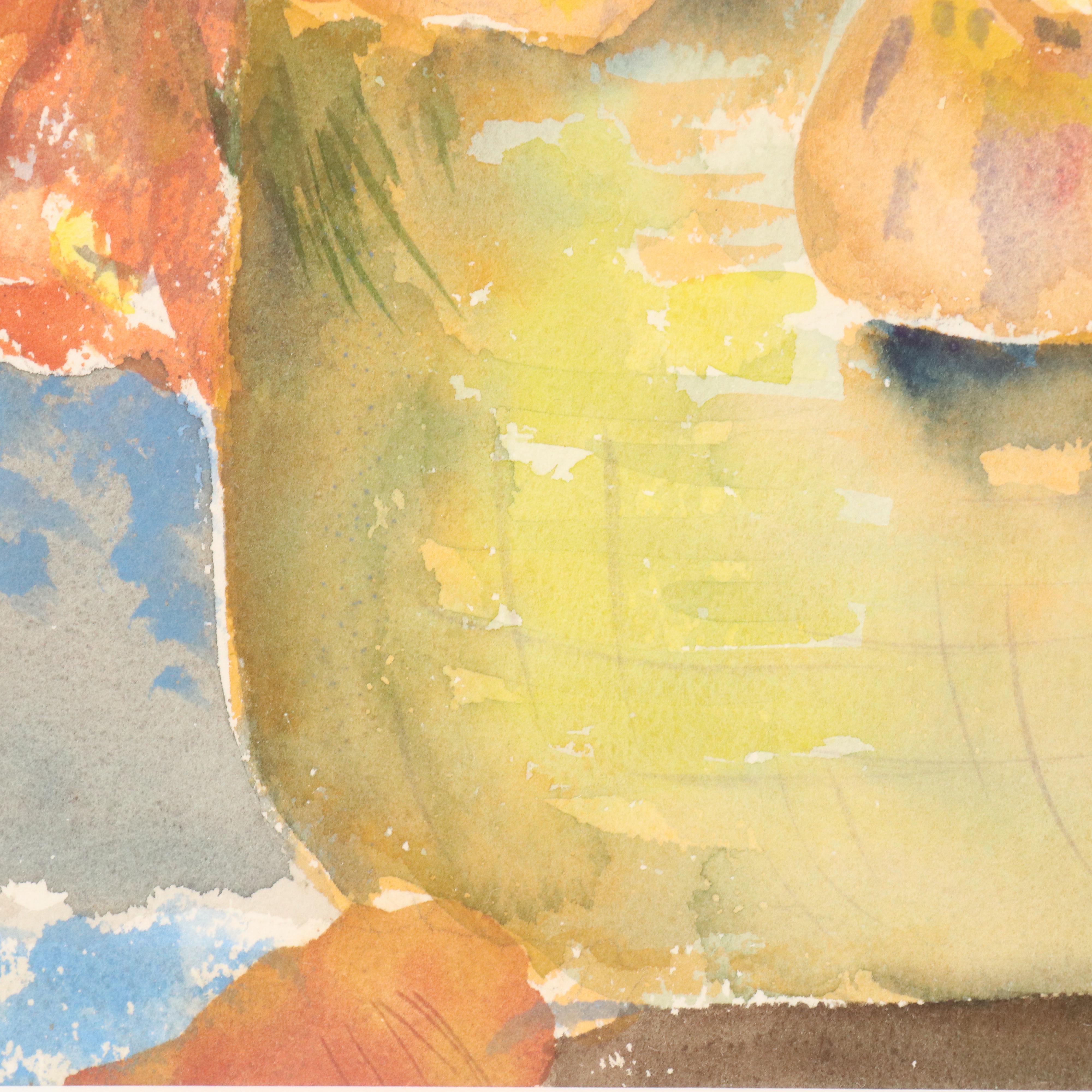 Jane Austing Floral Still Life Watercolor Painting, 21st Century