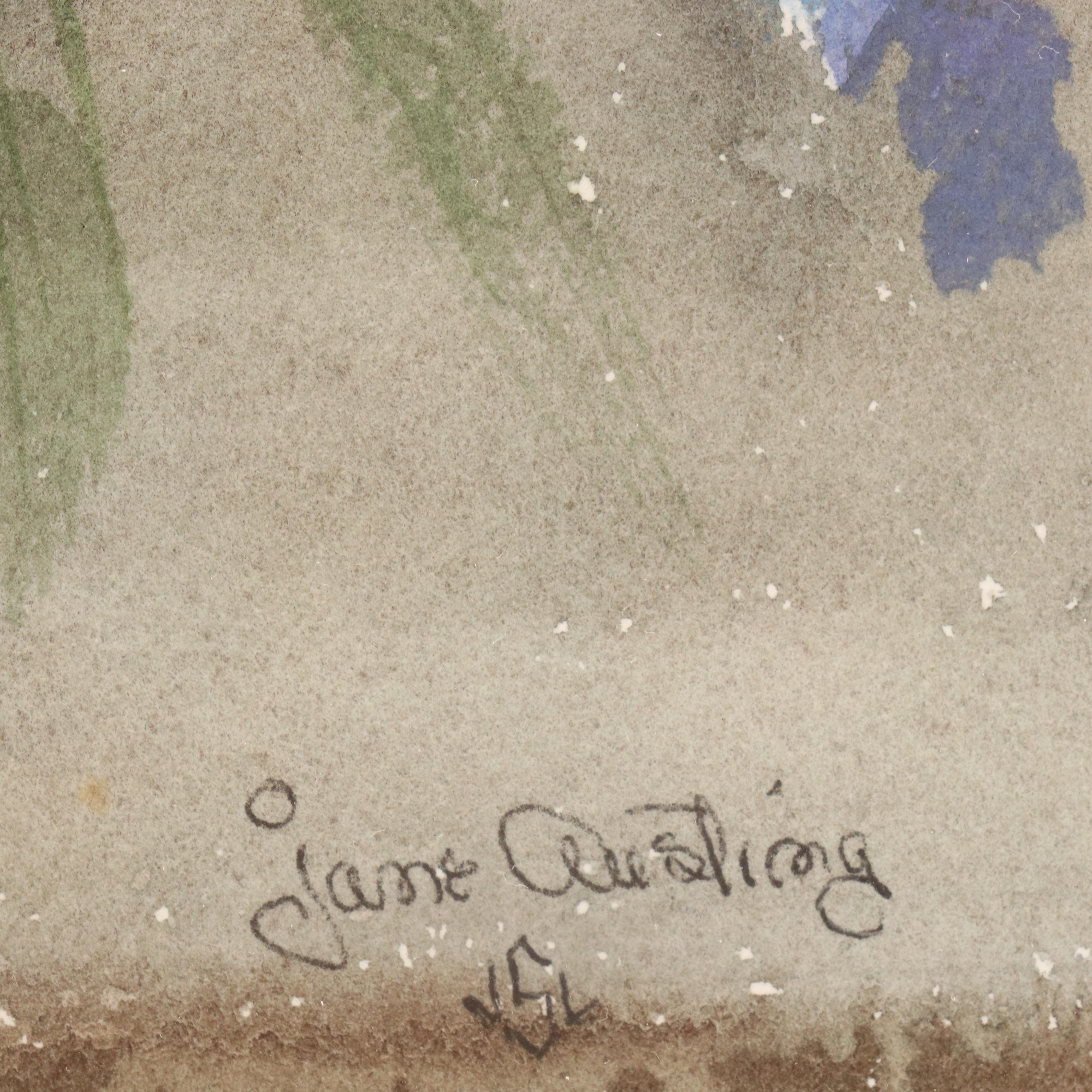 Jane Austing Floral Still Life Watercolor Painting, 21st Century