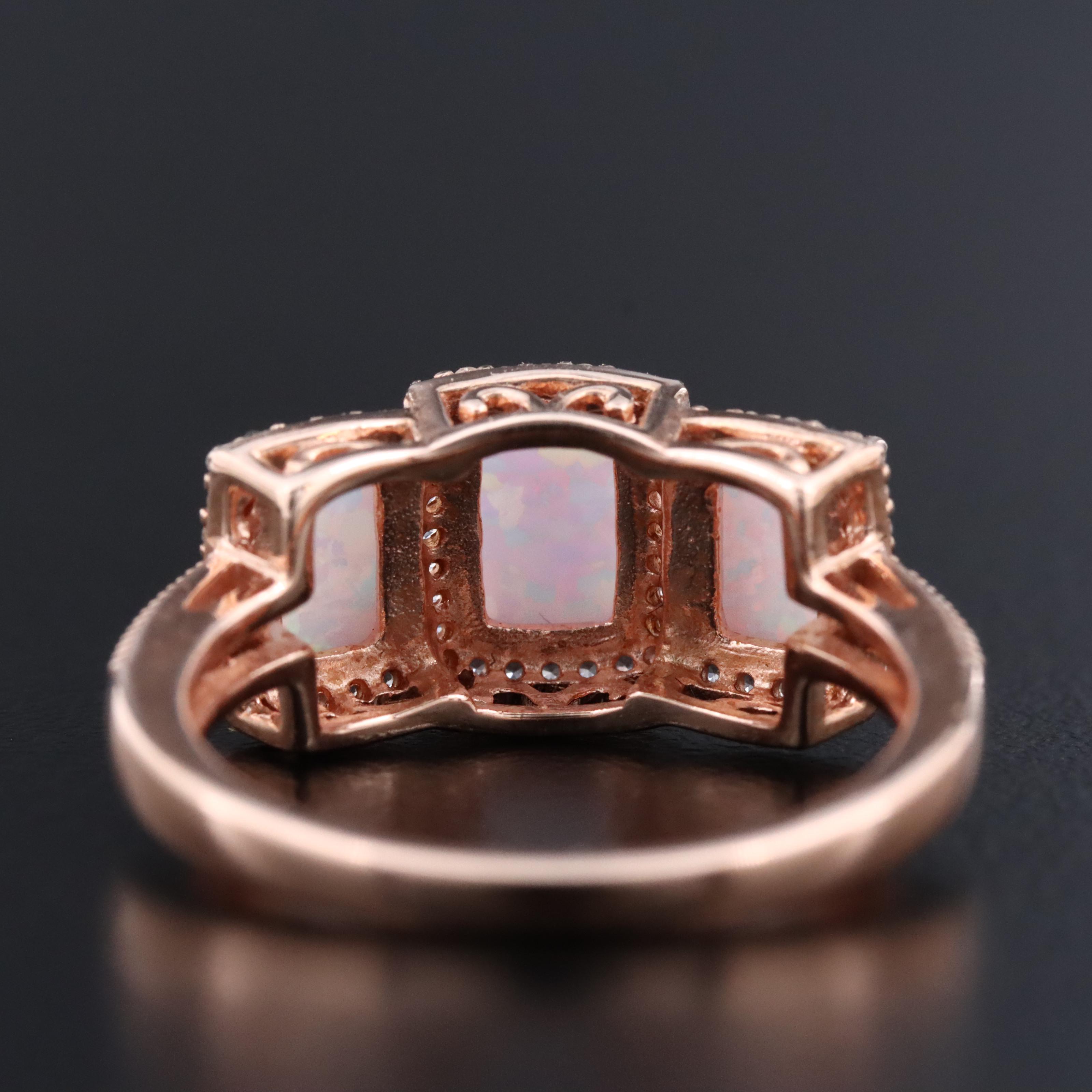 Sterling Opal and White Sapphire Ring