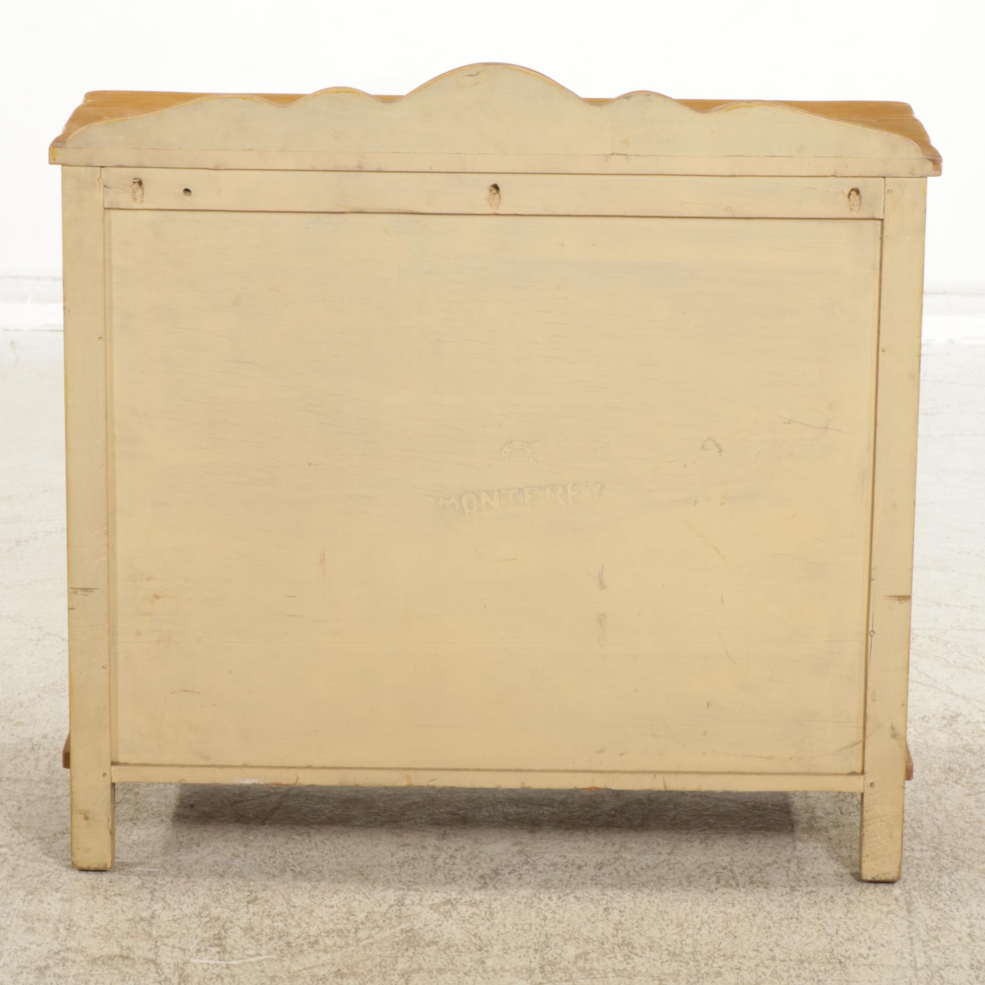 American Primitive Painted Cabinet with Forged Iron Hinges, Mid-20th Century