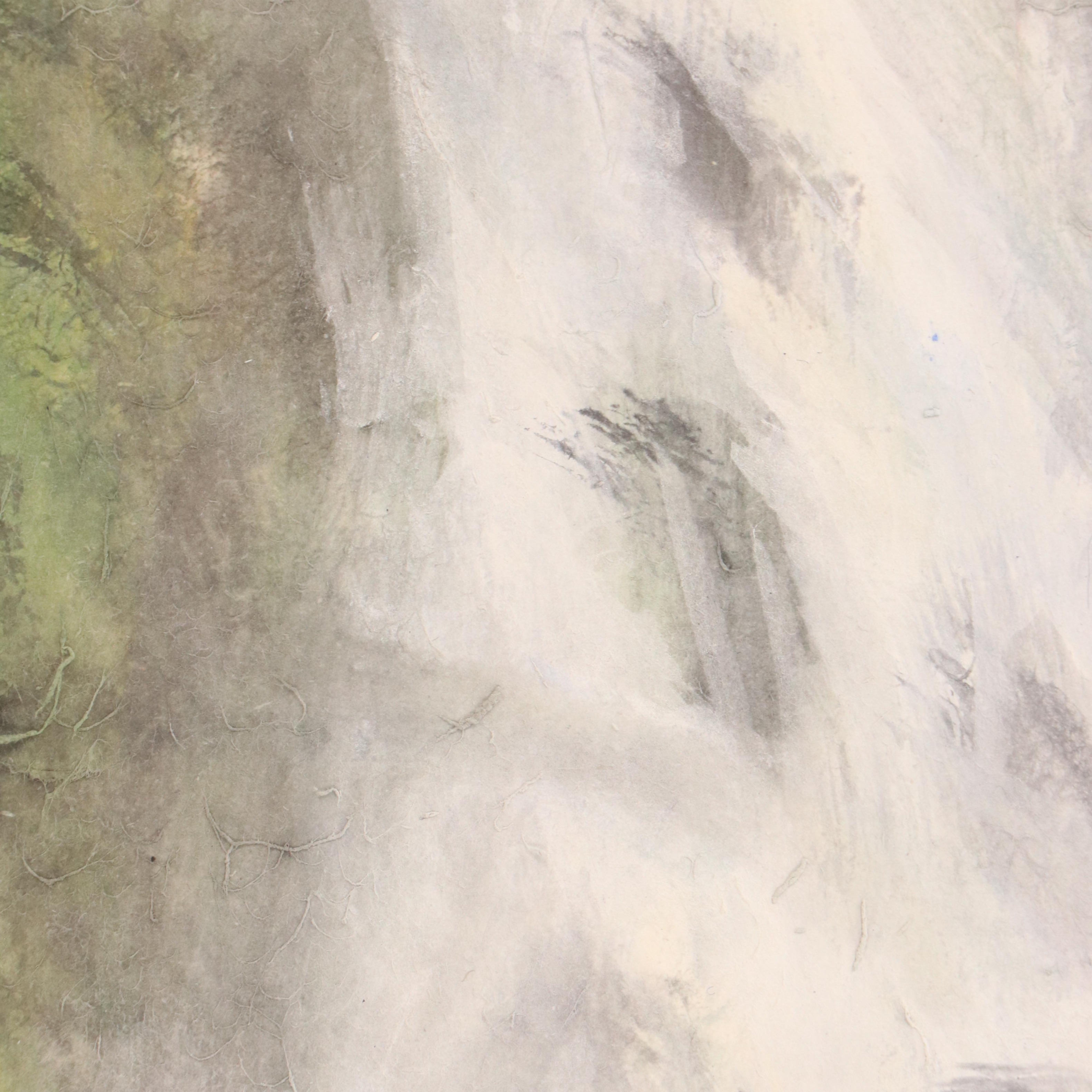 Japanese Watercolor Painting of Landscape with Waterfall