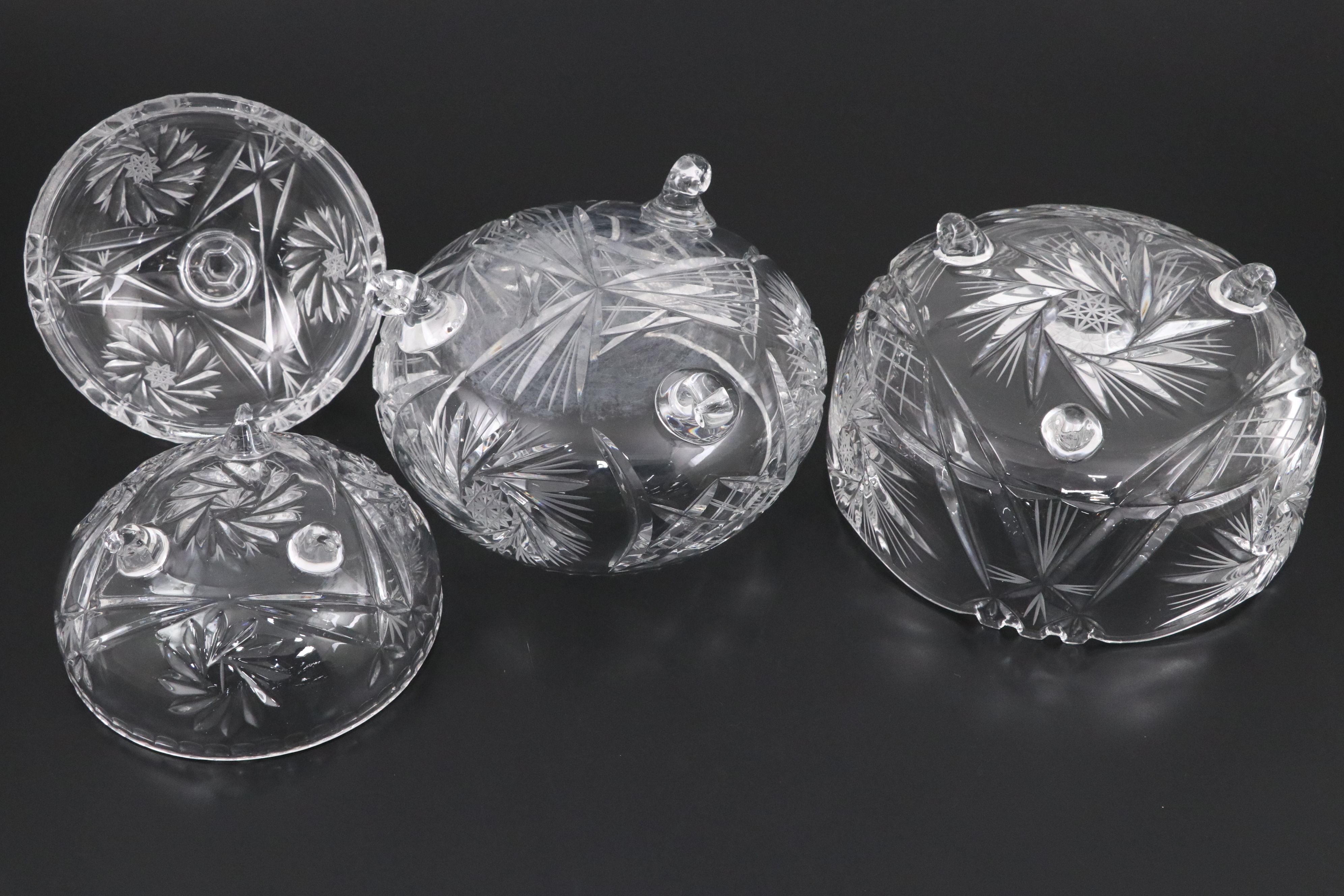 American Brilliant Style Cut Glass and Other Bowls and Candy Dish