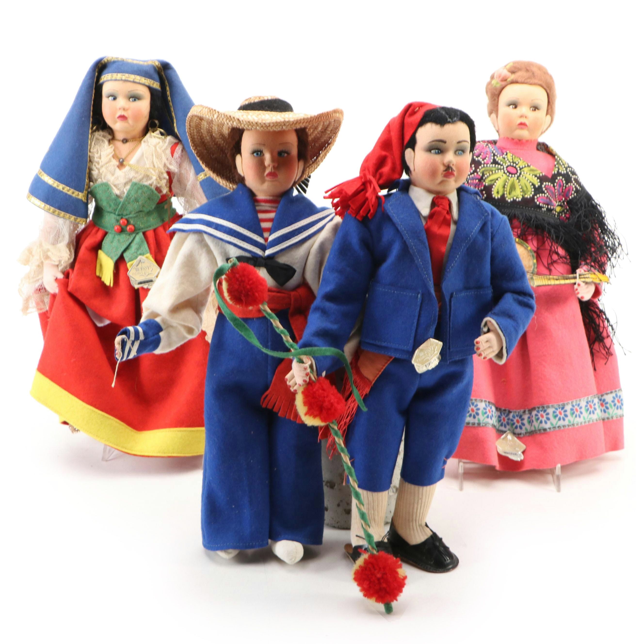 Magis Roma Italian Felt Dolls in Traditional Sicilian and Venetian Clothing