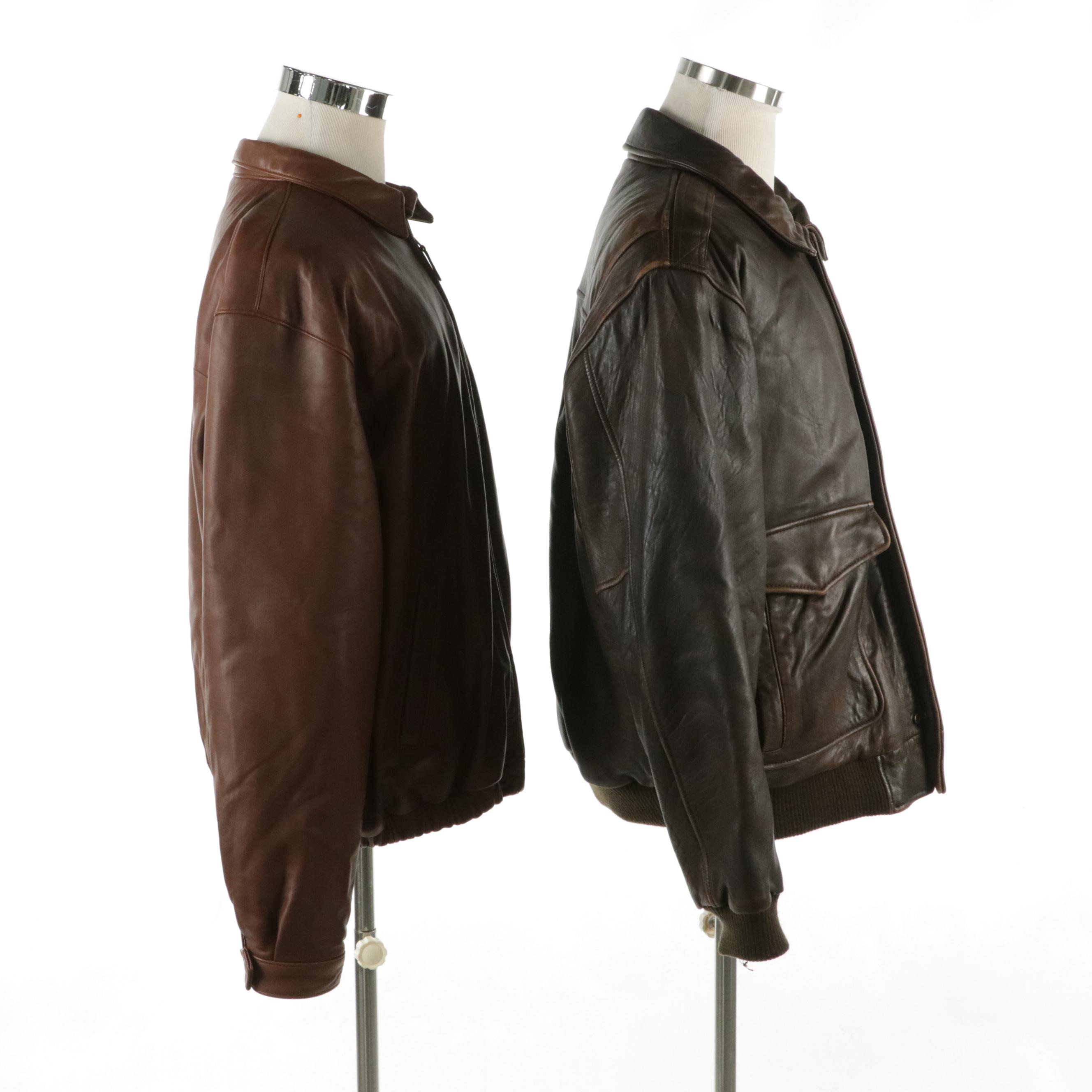 Men's Roundtree & Yorke Lambskin Leather Zipper Front Jackets