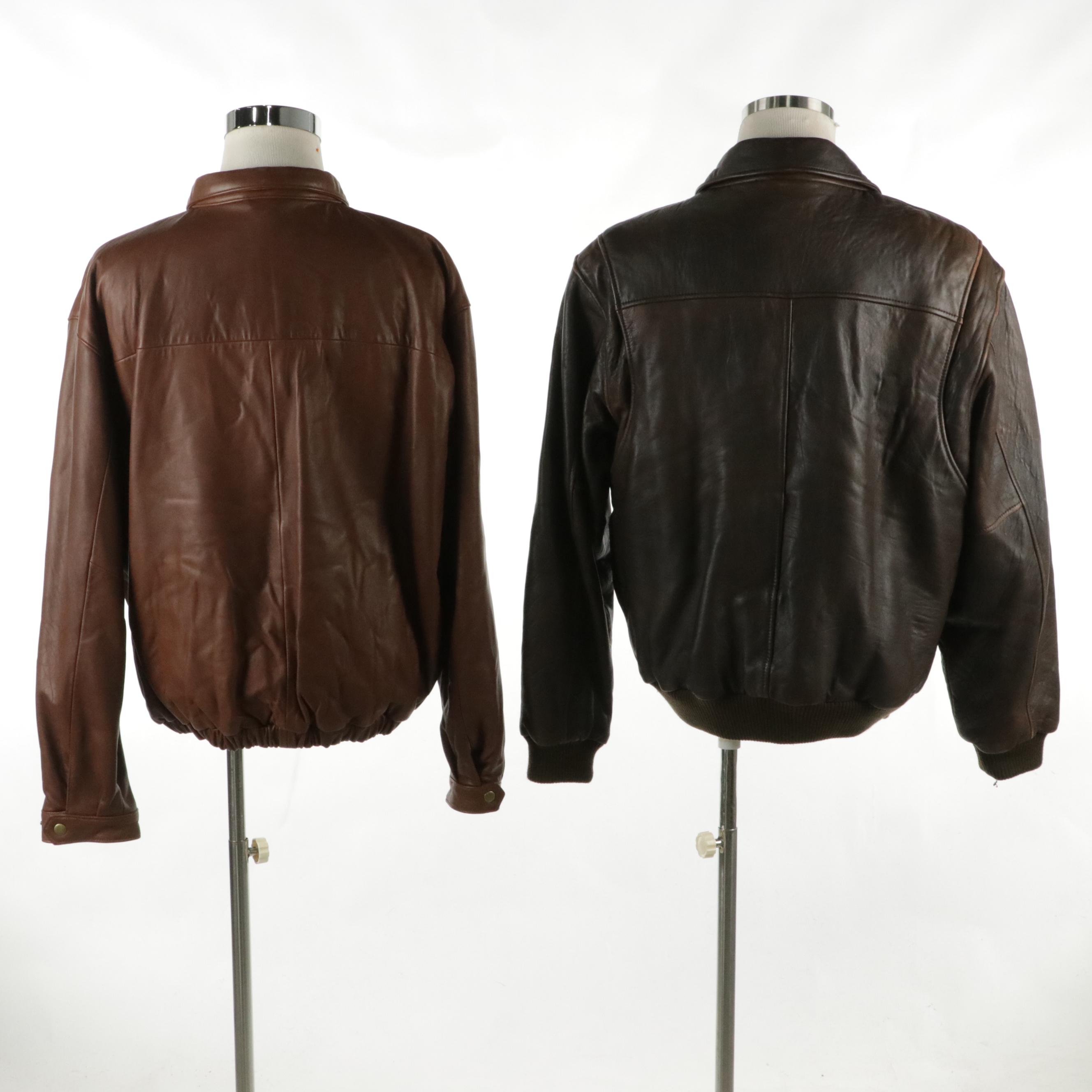 Men's Roundtree & Yorke Lambskin Leather Zipper Front Jackets