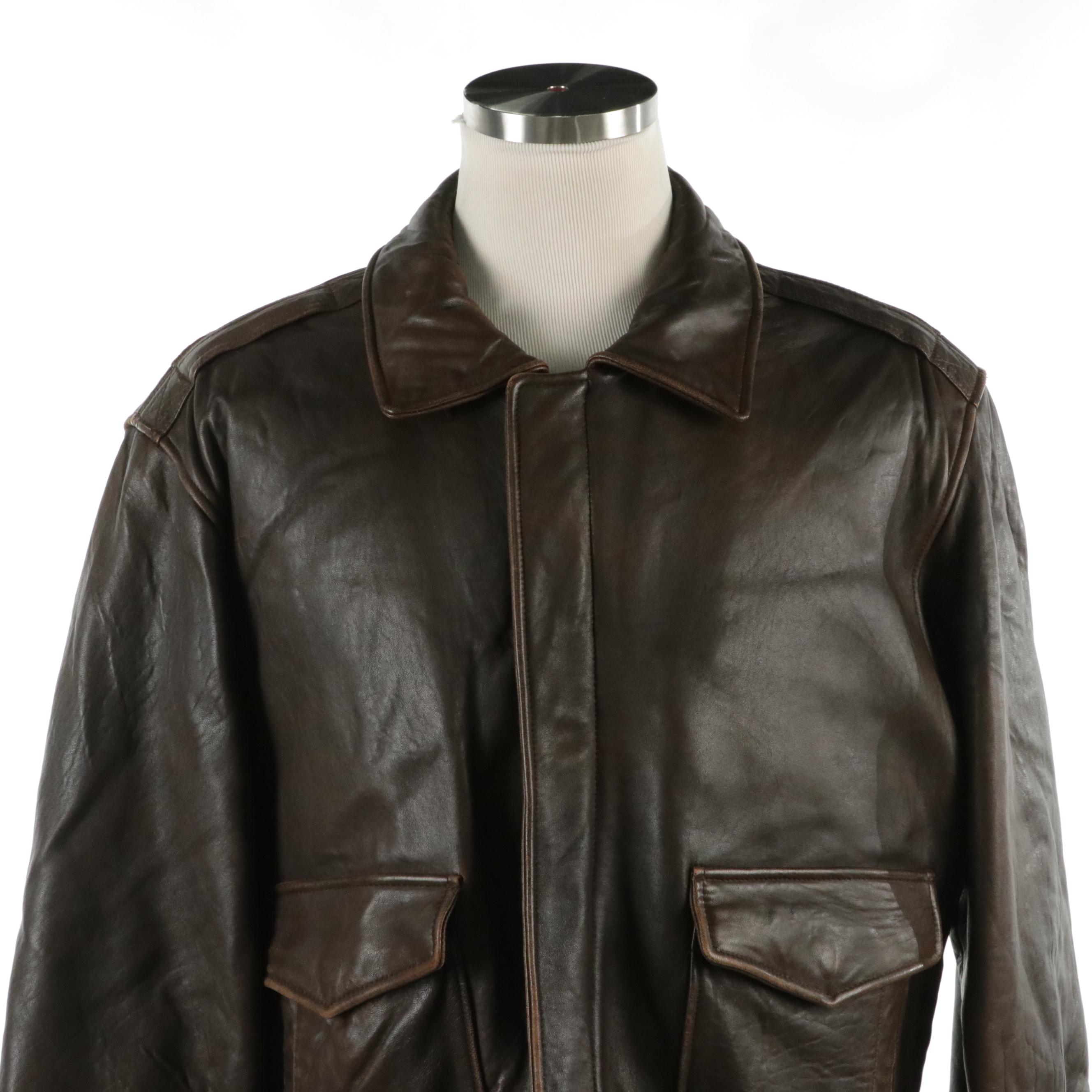 Men's Roundtree & Yorke Lambskin Leather Zipper Front Jackets