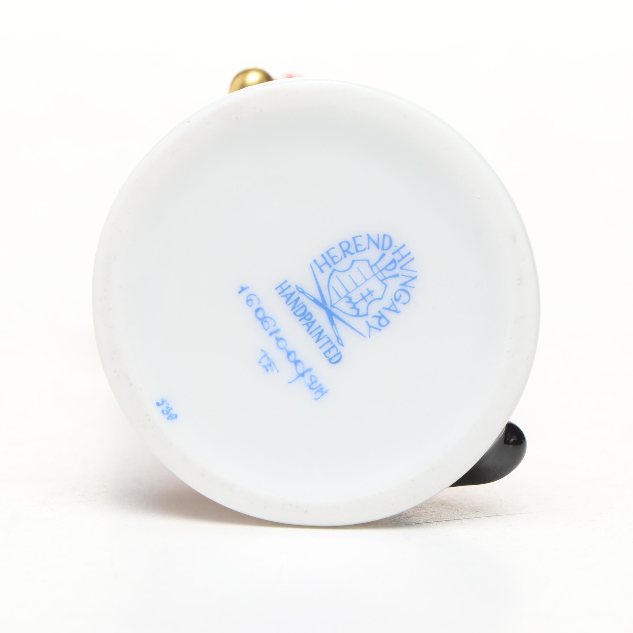 Herend Rust Fishnet with Gold "Tap Dance Bear" Porcelain Figurine