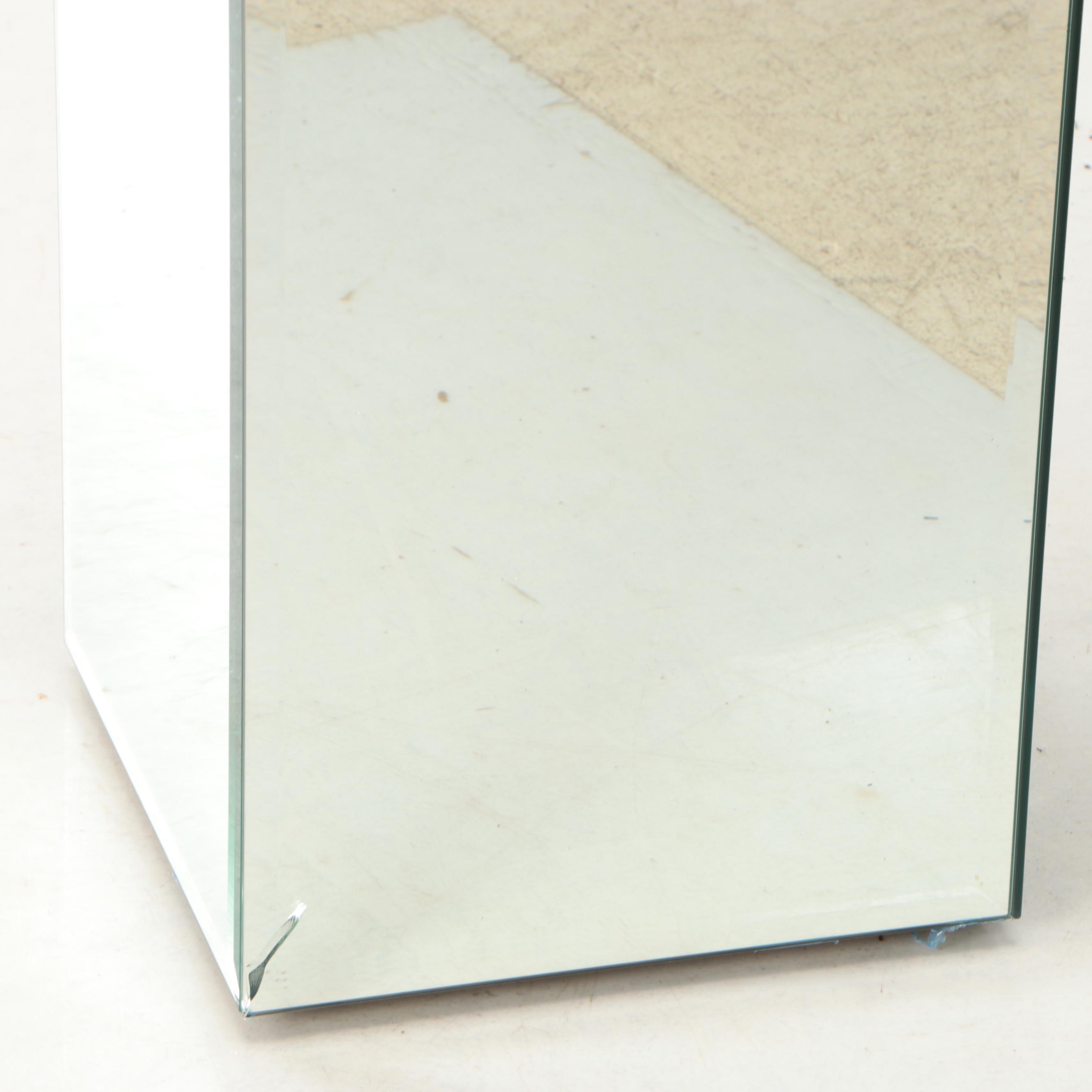 Mirrored Pedestal Side Table