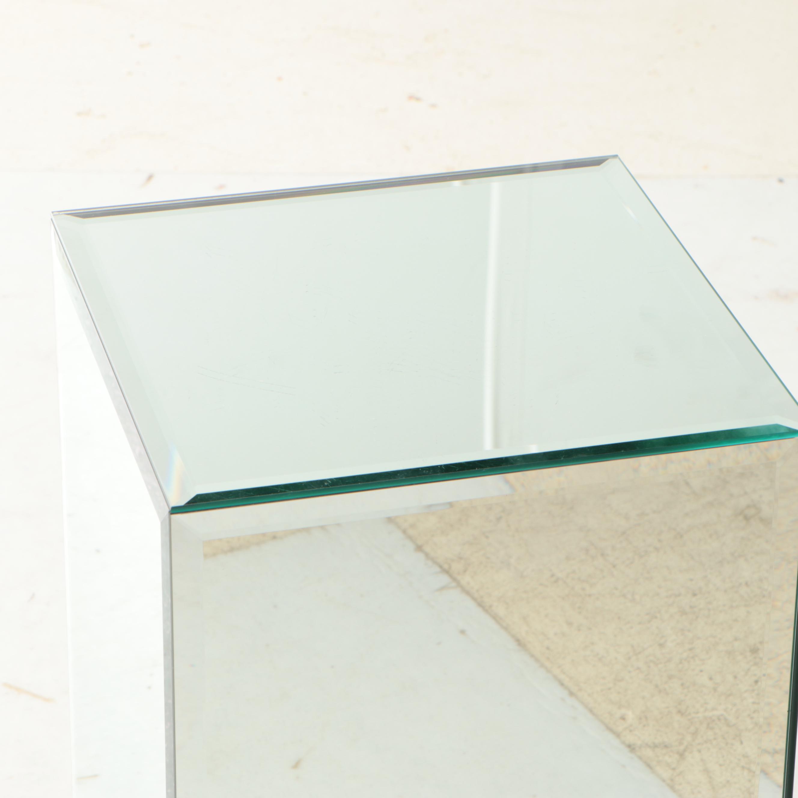 Mirrored Pedestal Side Table