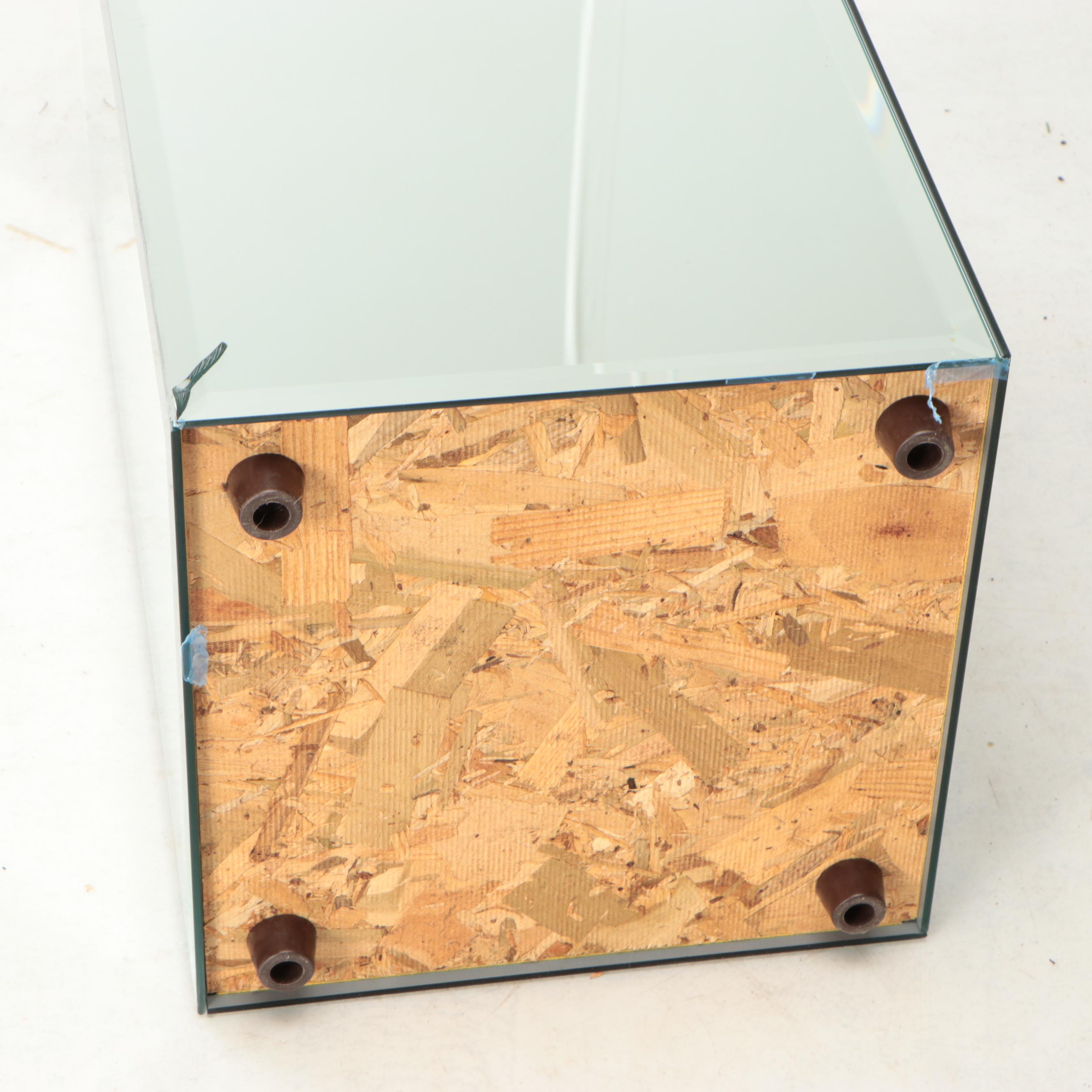Mirrored Pedestal Side Table