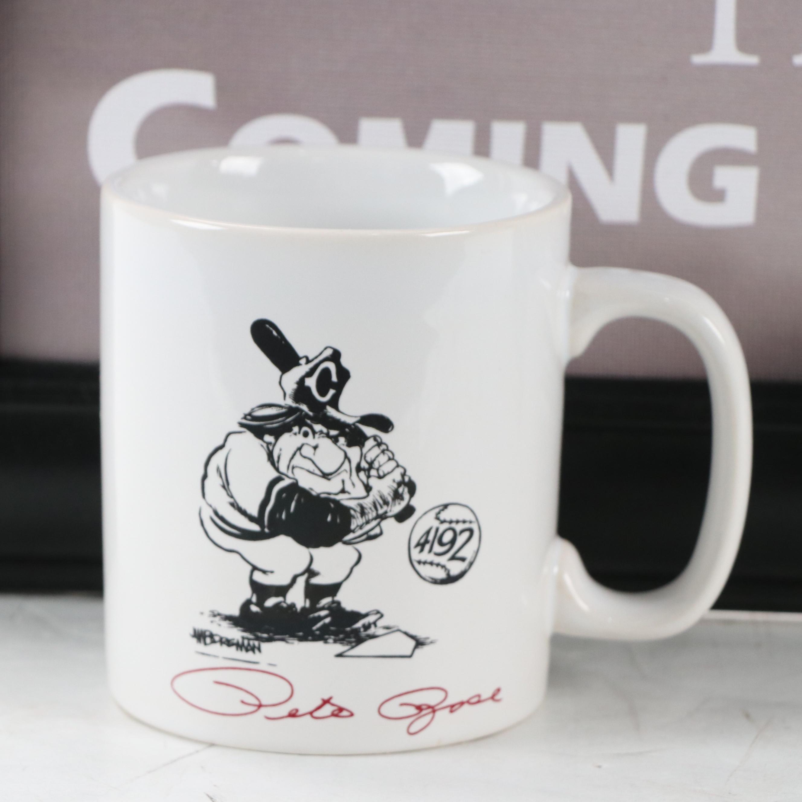 Pete Rose Signed "4192" Canvas Movie Poster with Coffee Mug