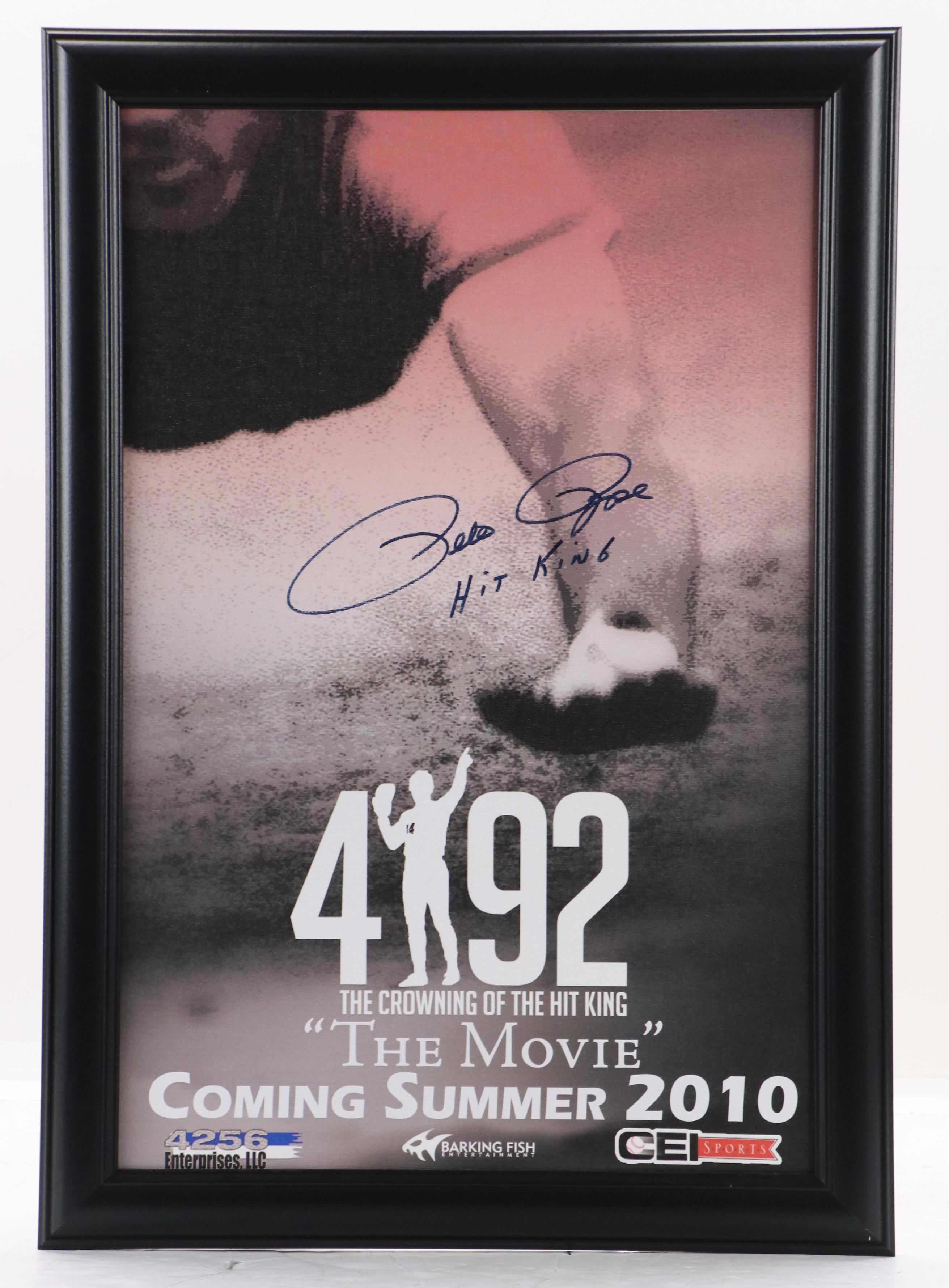 Pete Rose Signed "4192" Canvas Movie Poster with Coffee Mug