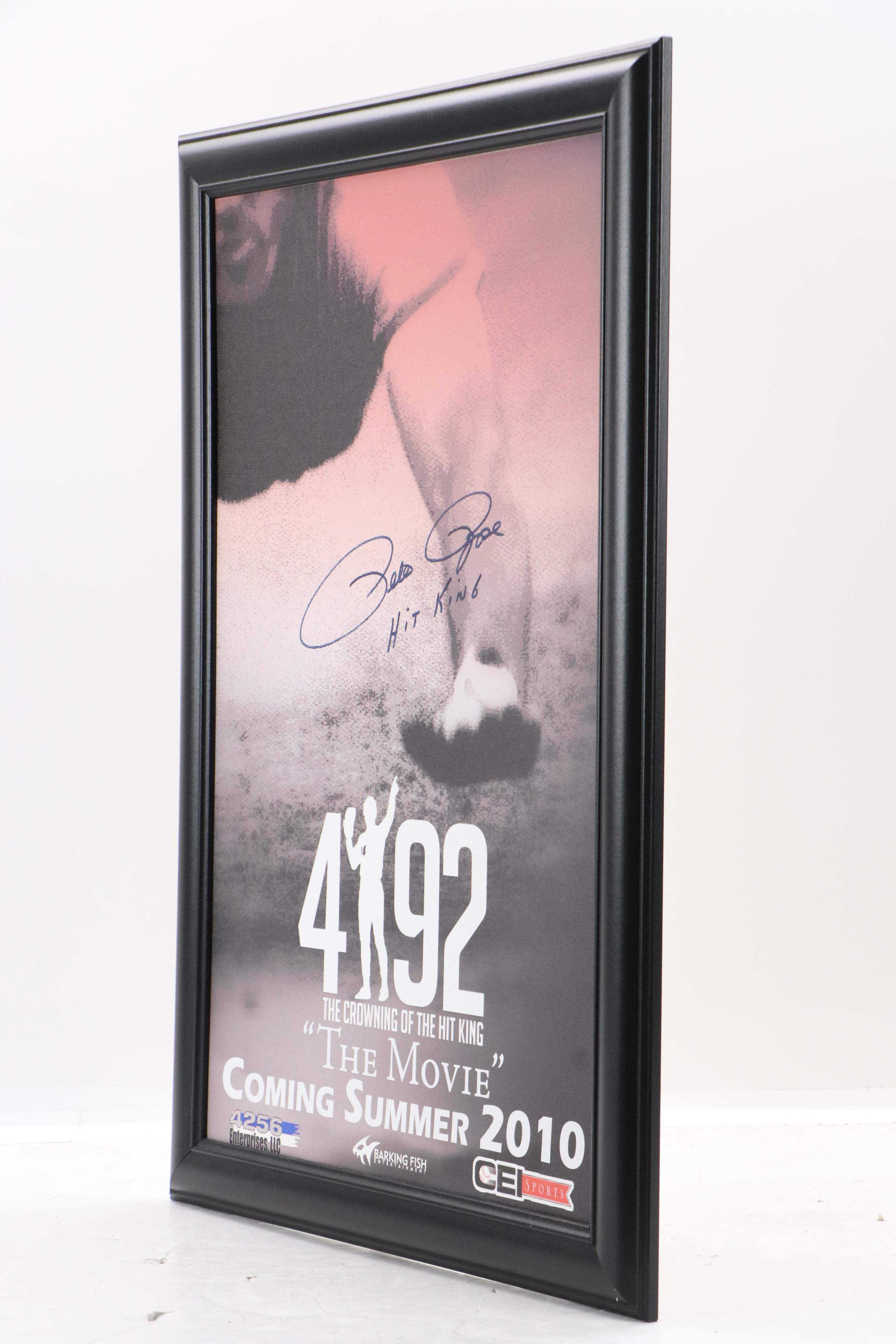Pete Rose Signed "4192" Canvas Movie Poster with Coffee Mug