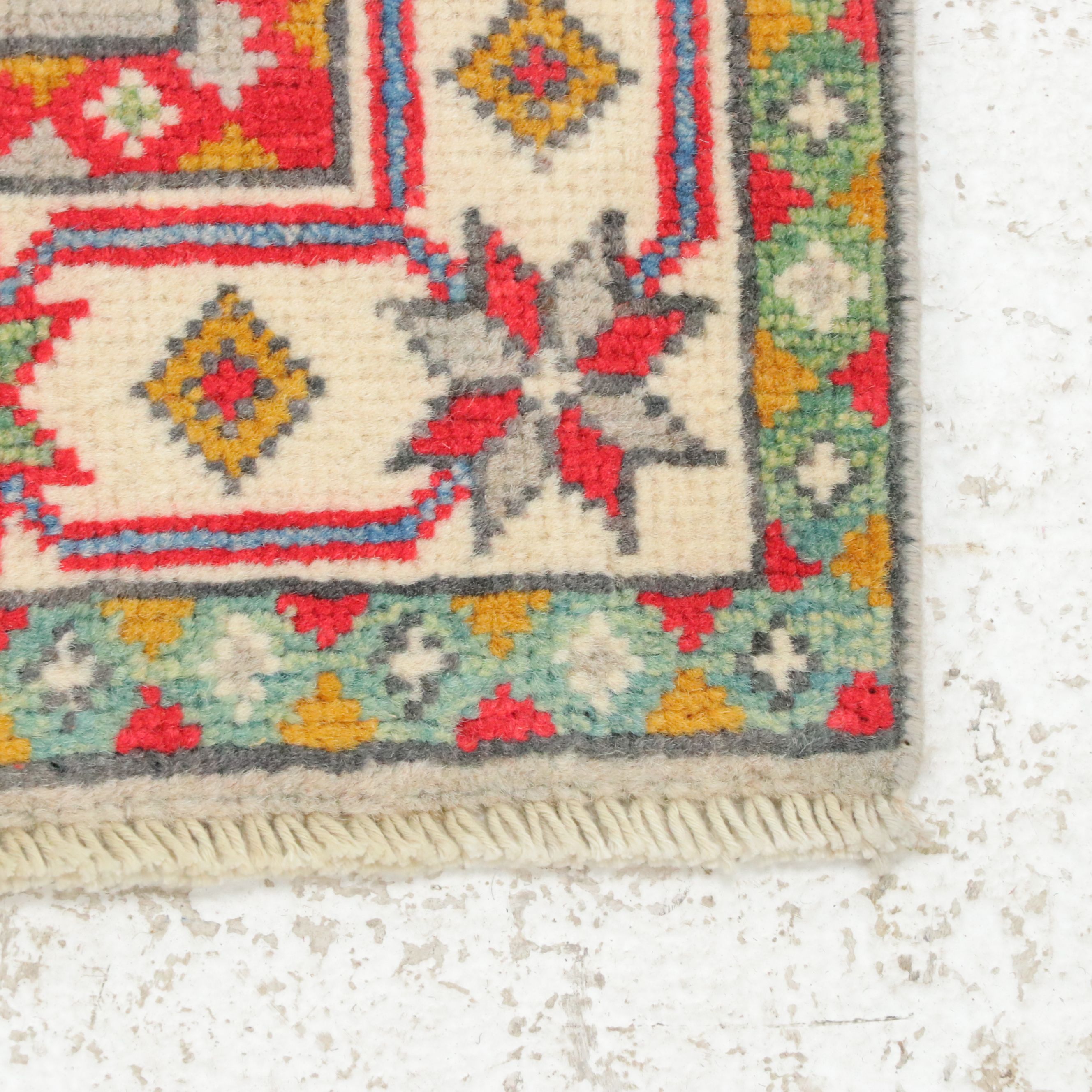 2'1 x 3' Hand-Knotted Afghan Kazak Accent Rug
