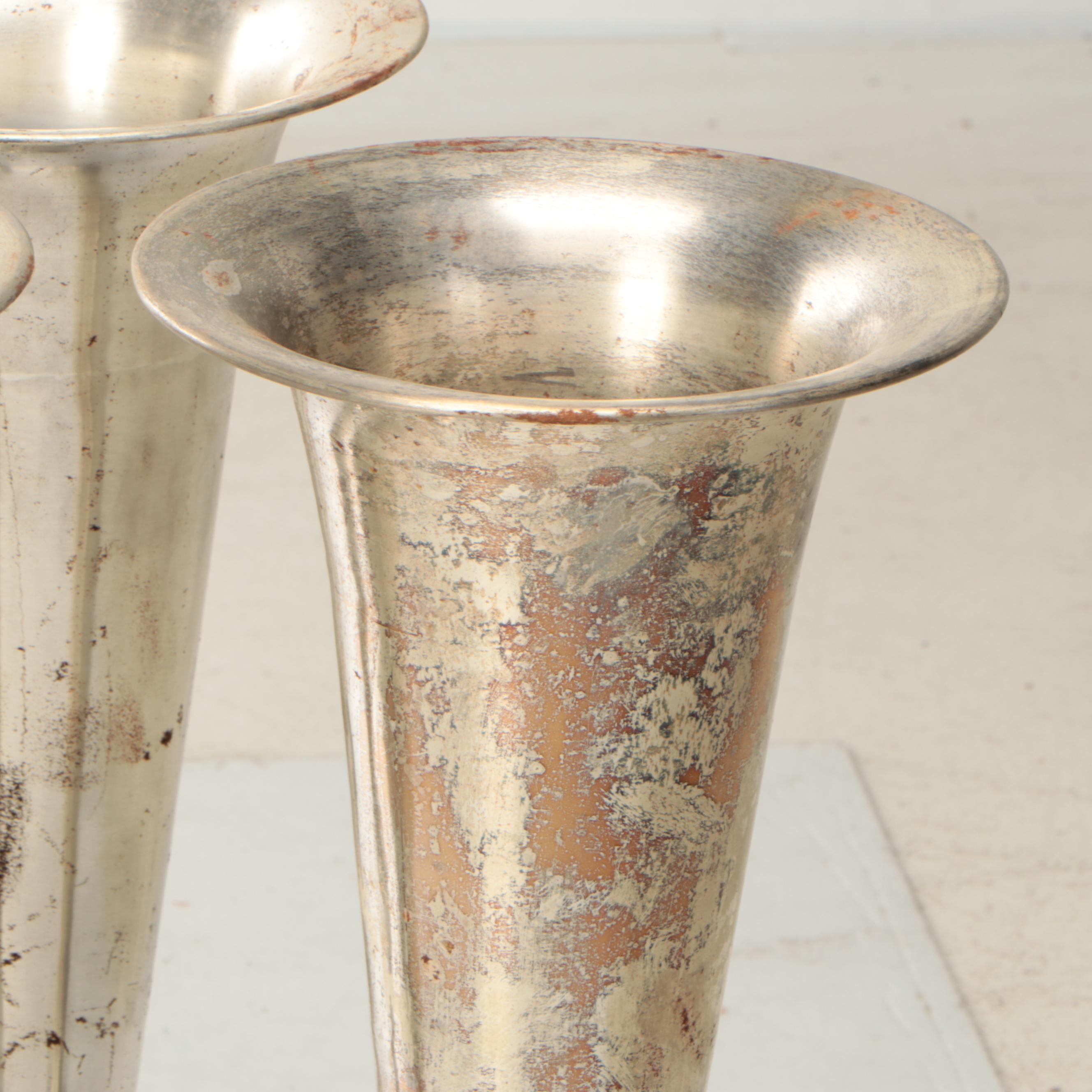 Tall Metal Trumpet Floor Vases