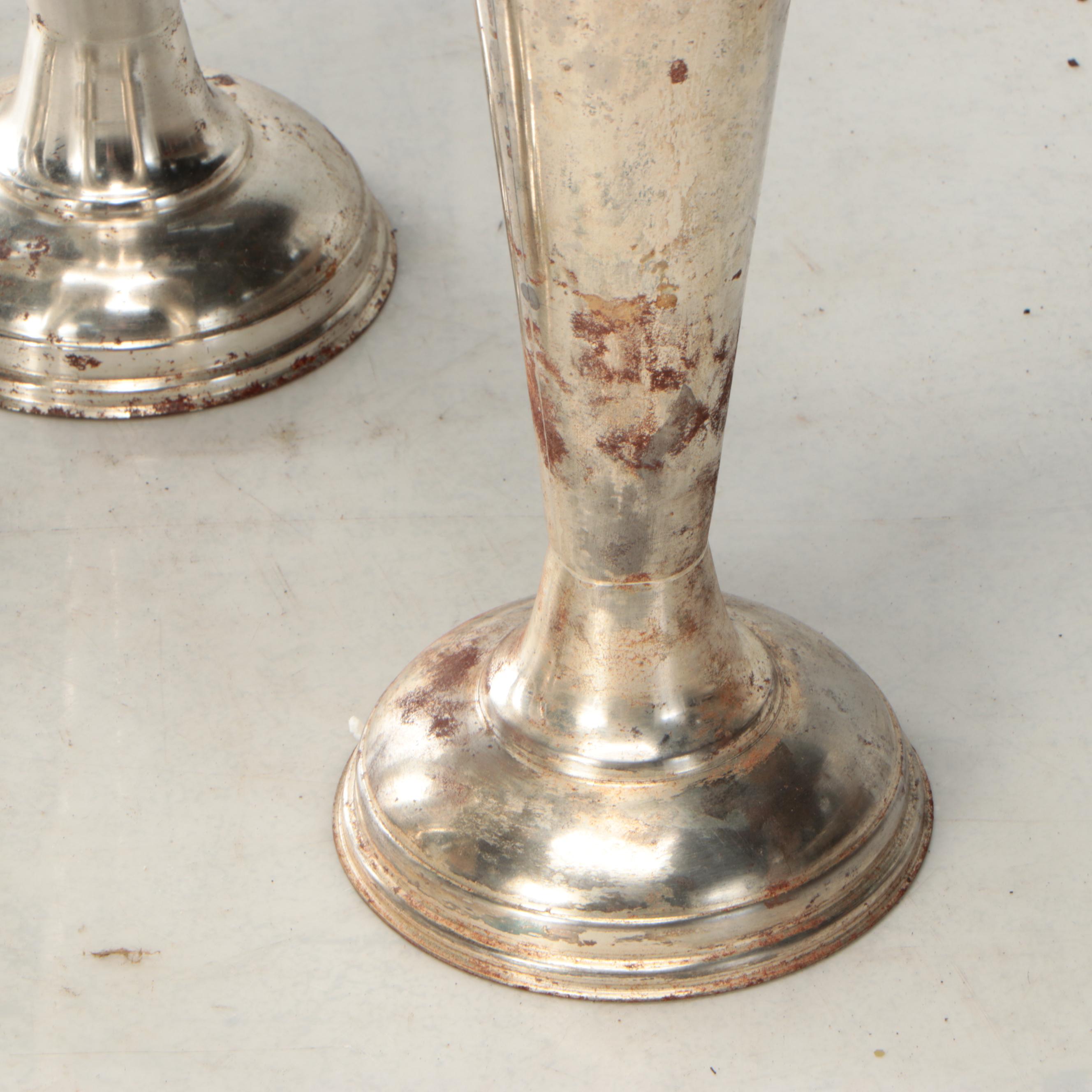 Tall Metal Trumpet Floor Vases