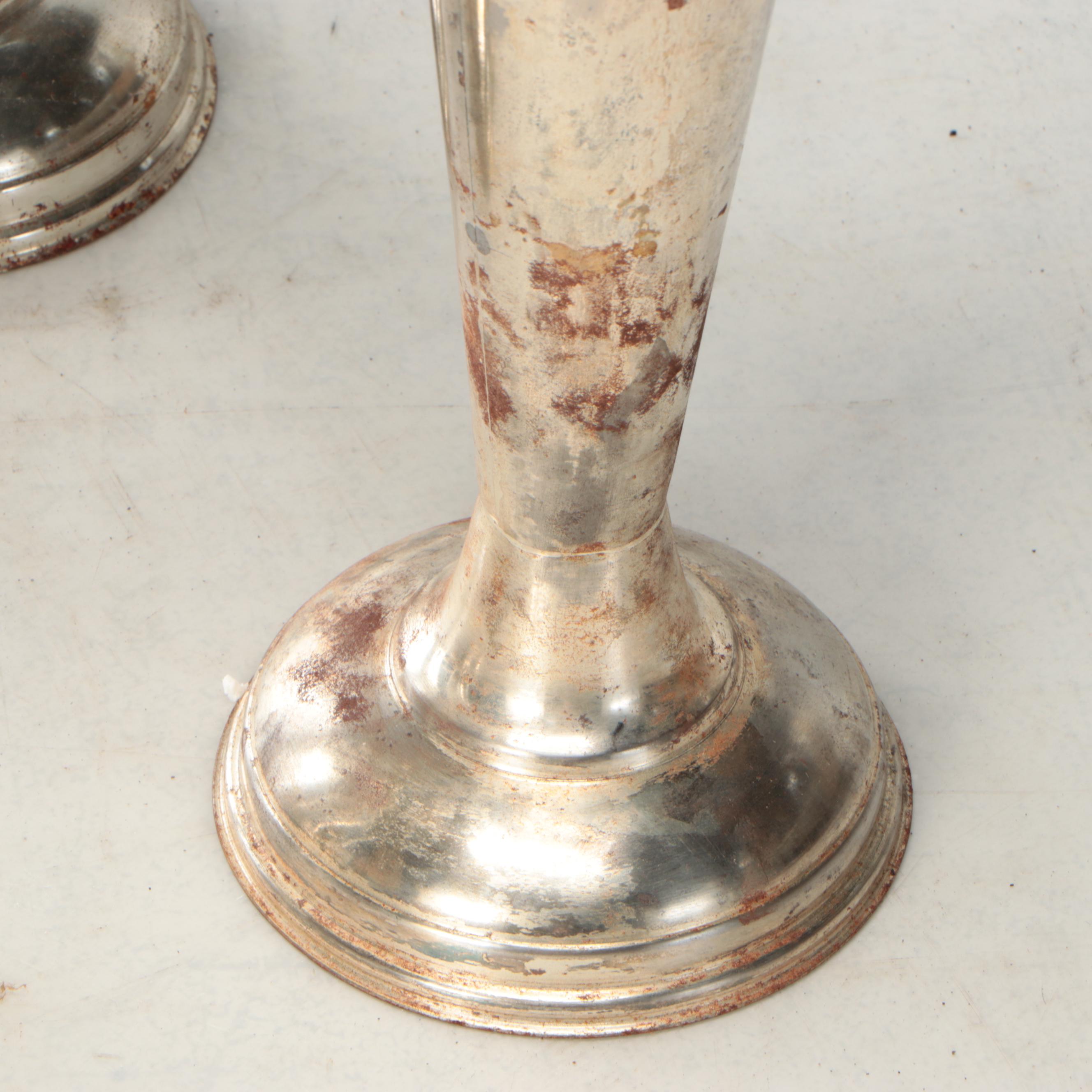 Tall Metal Trumpet Floor Vases