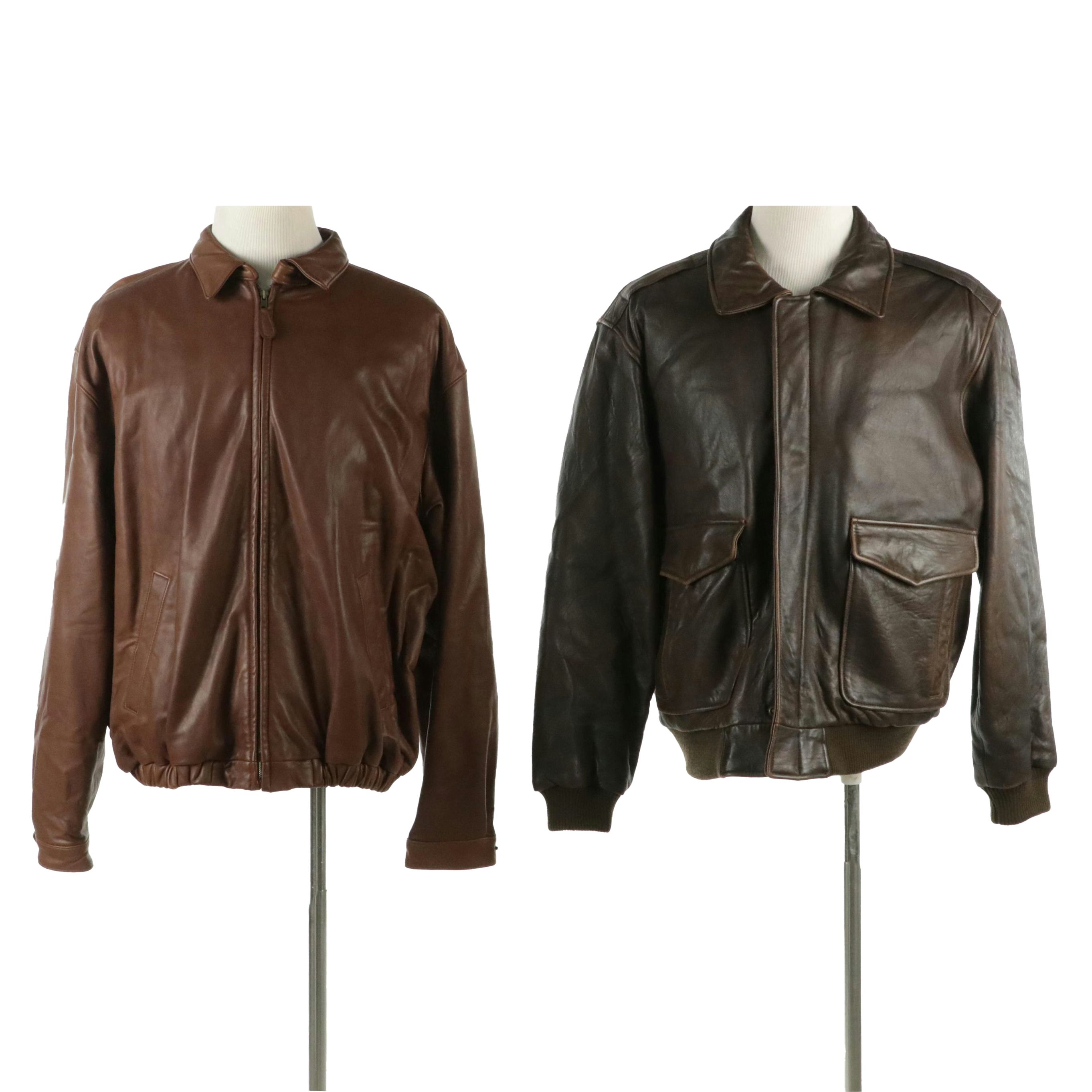 Men's Roundtree & Yorke Lambskin Leather Zipper Front Jackets