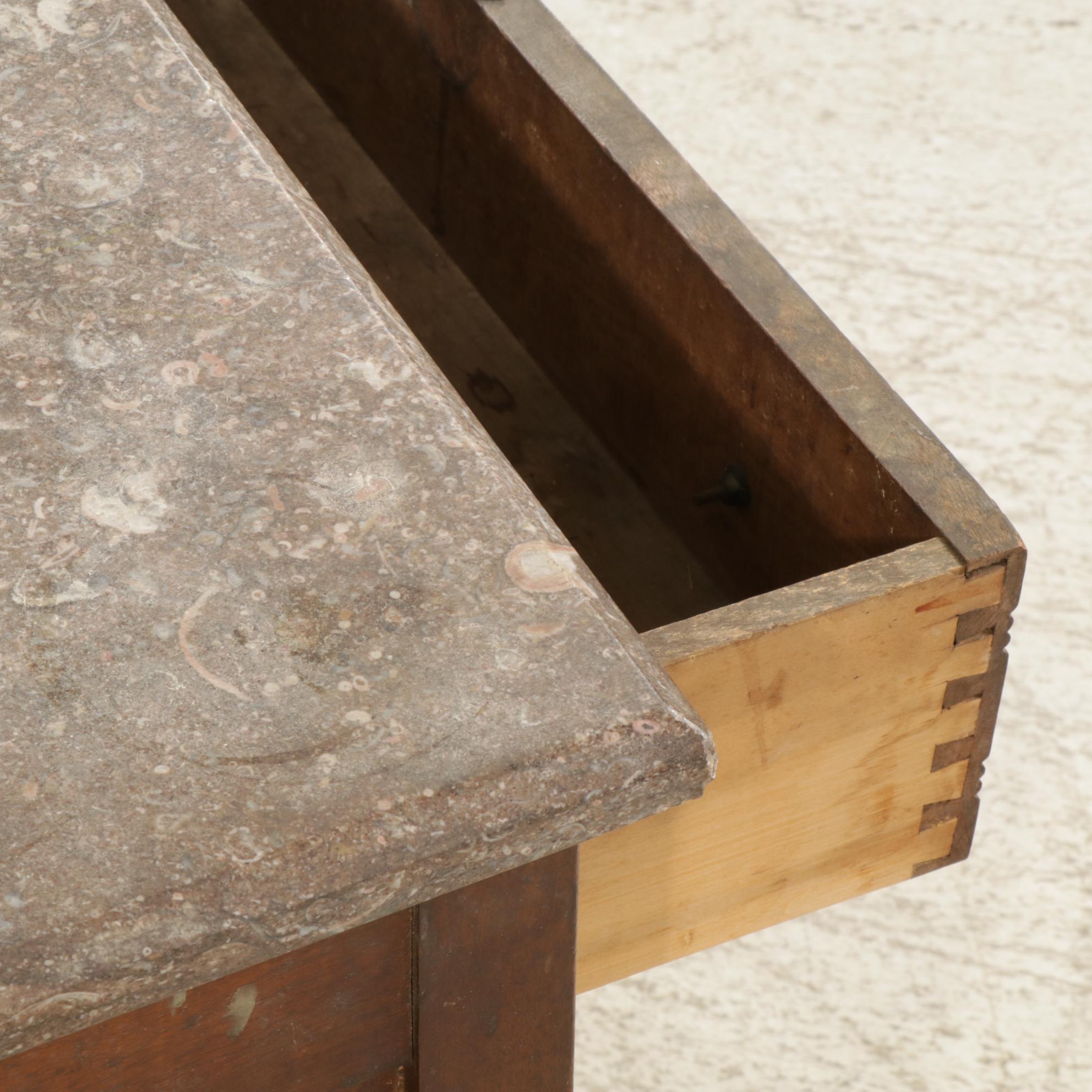 American Aesthetic Walnut Washstand with Marble Top