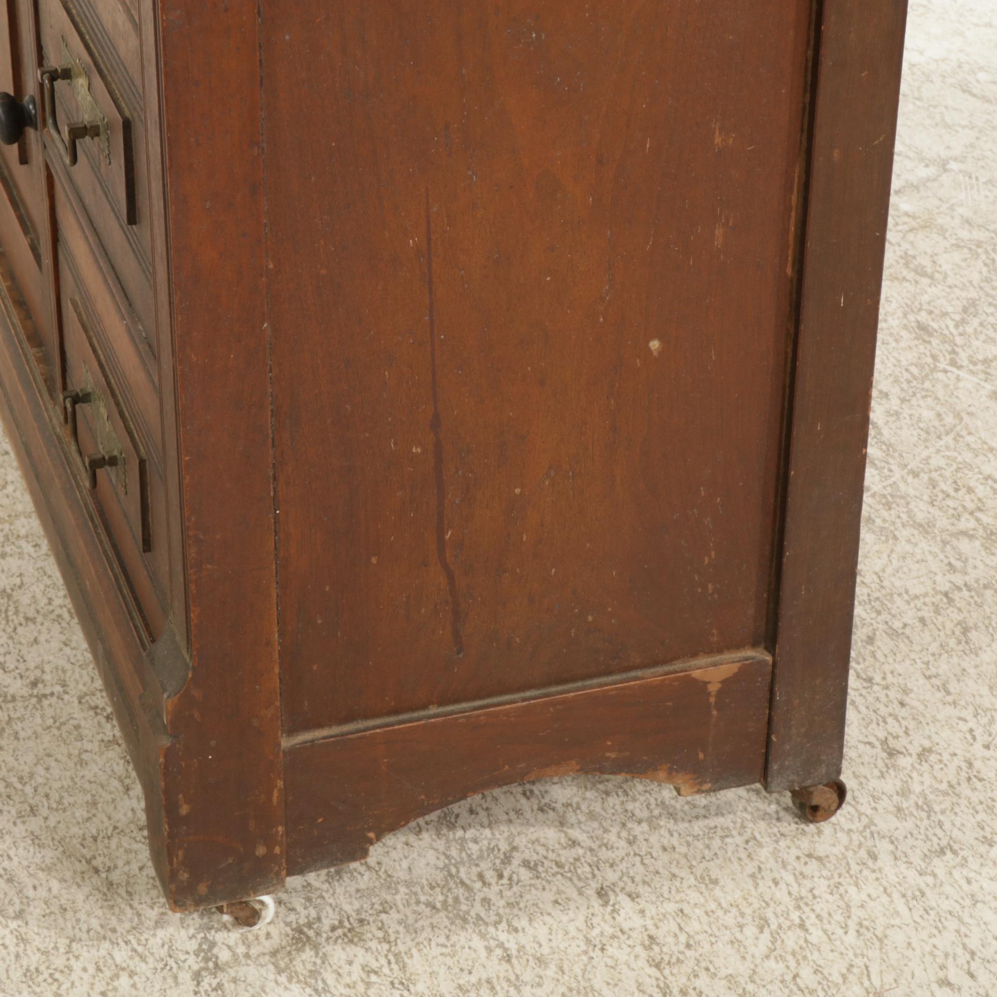 American Aesthetic Walnut Washstand with Marble Top