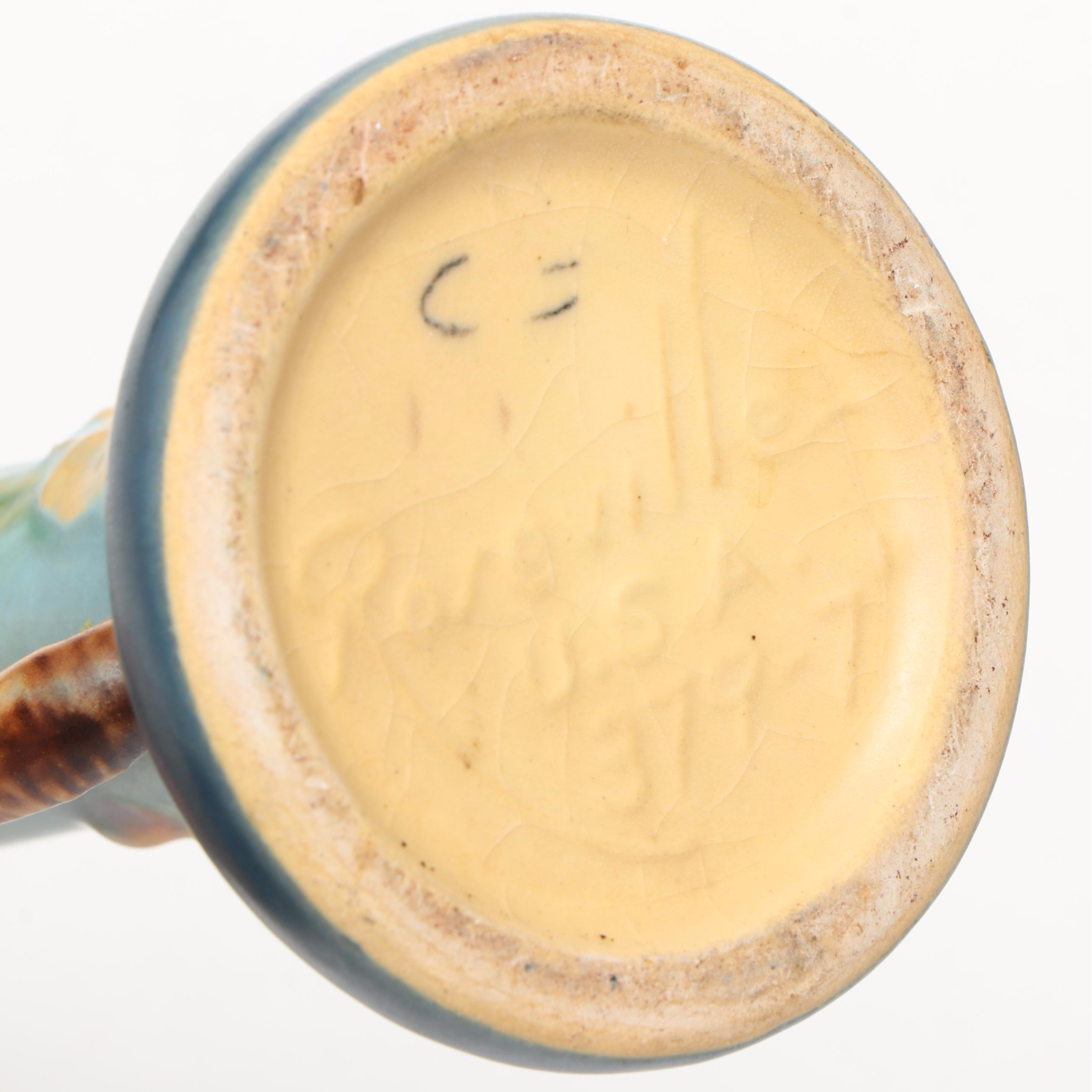 Roseville "Apple Blossom" Ceramic Bud Vase with Crystal Bowl